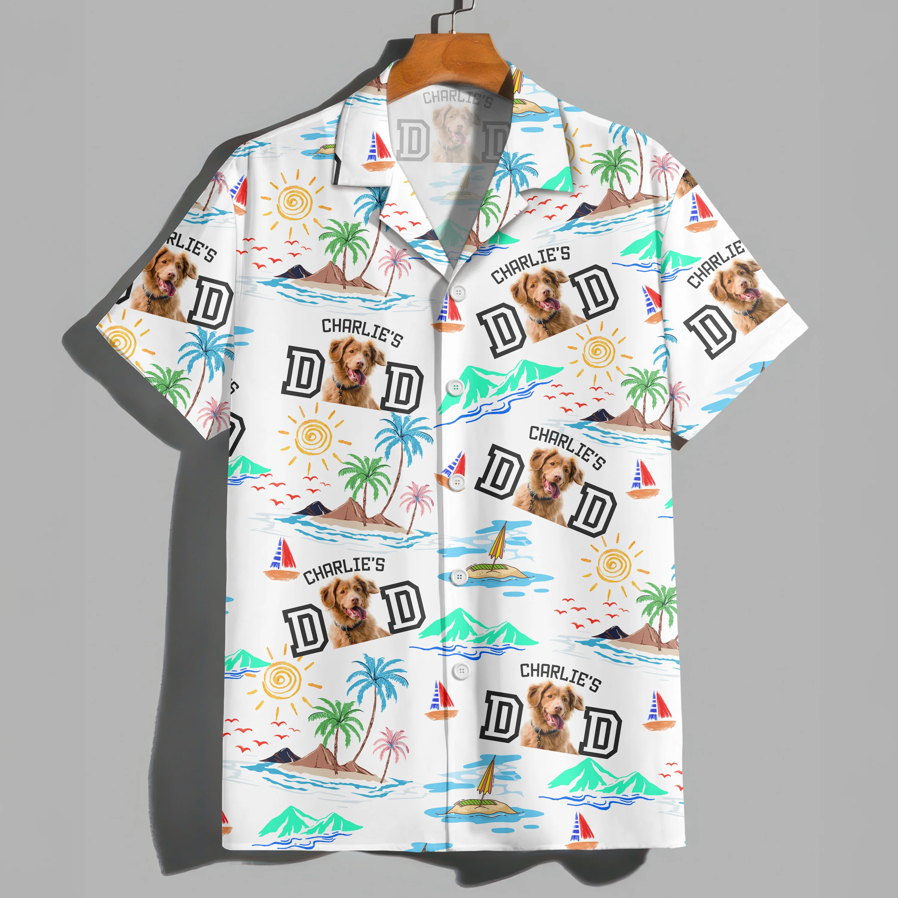 Custom Photo Dog Dad Stance Beach Hawaii Shirt LM32 893707 - Image 2