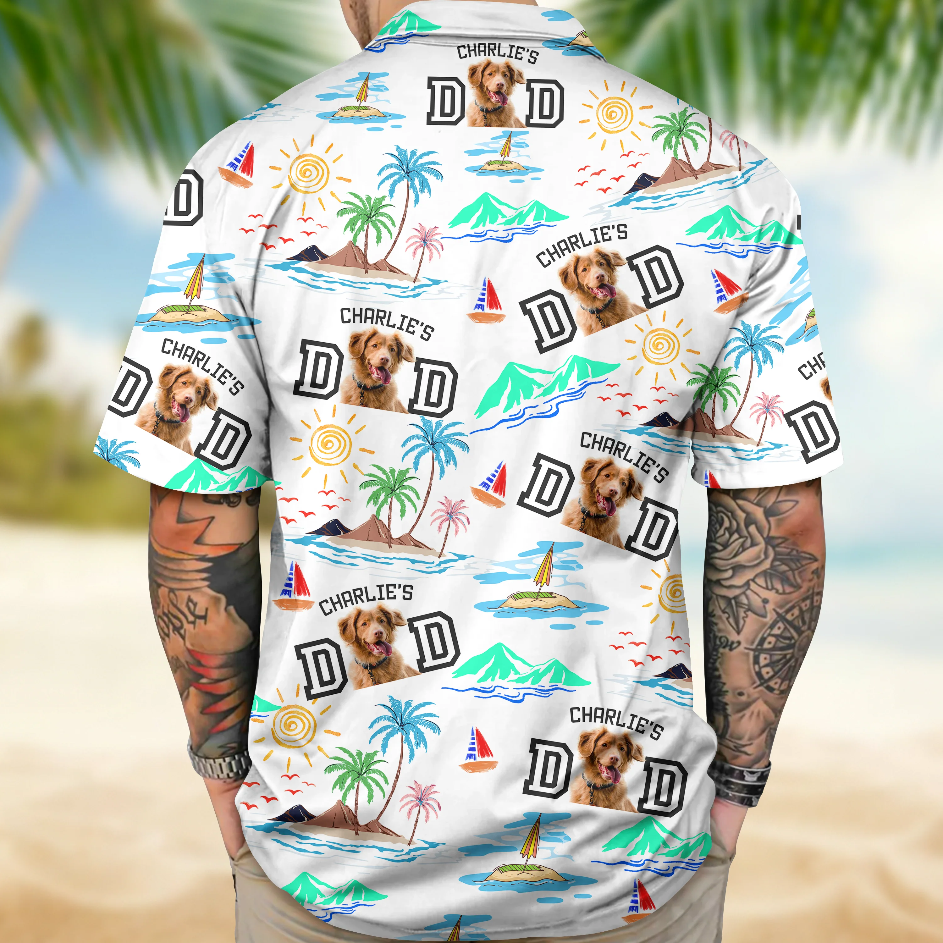 Custom Photo Dog Dad Stance Beach Hawaii Shirt LM32 893707 - Image 4
