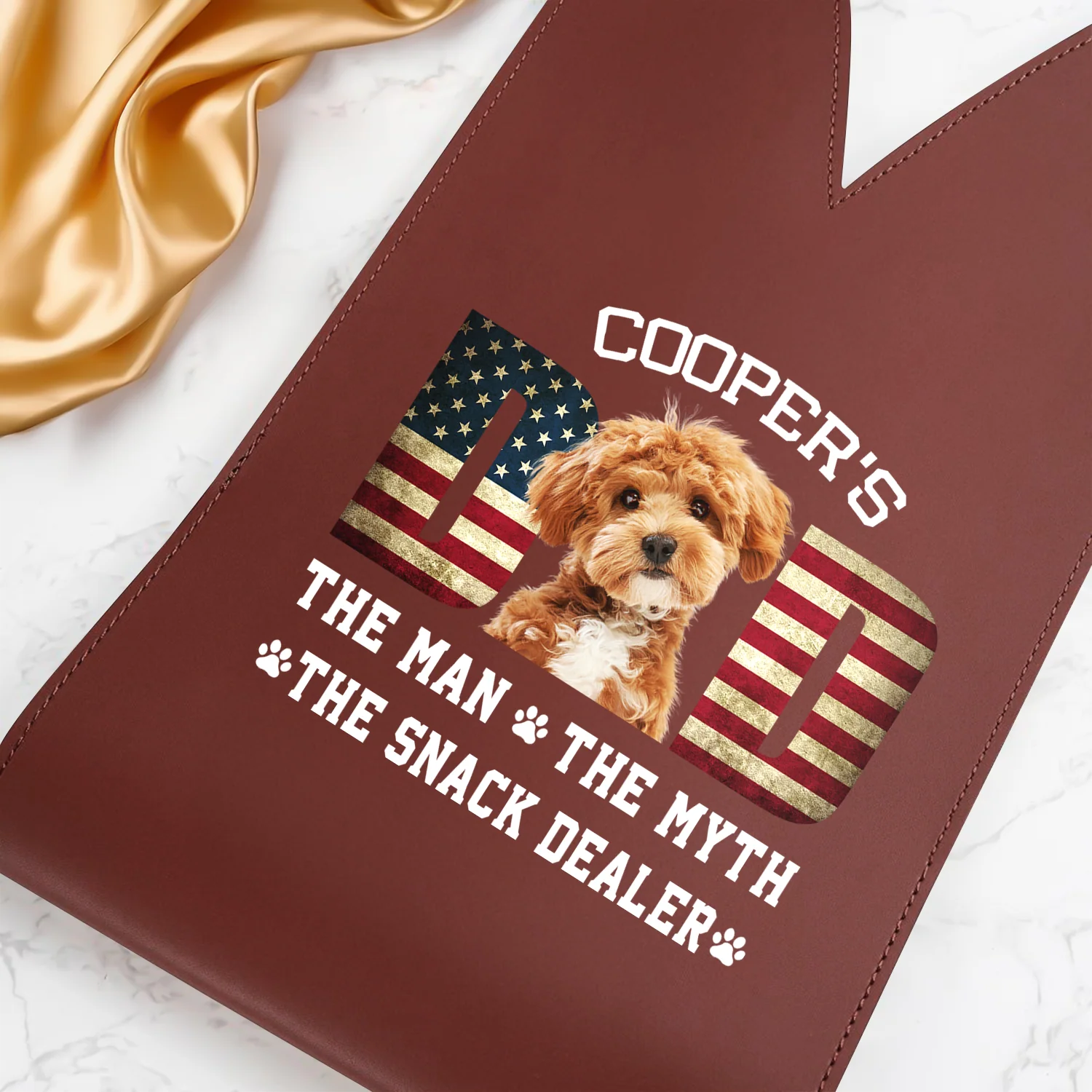 Custom Photo Dog Dad The Man The Myth American Flag Dad Leather Wine Bag LM32 893877 - Image 3