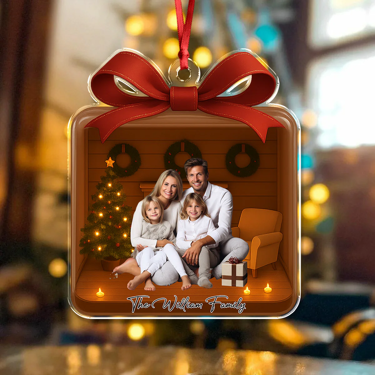 Custom Photo Family Is A Gift 3D Effect Acrylic Ornament Christmas Gift LM32 895799 - Image 4