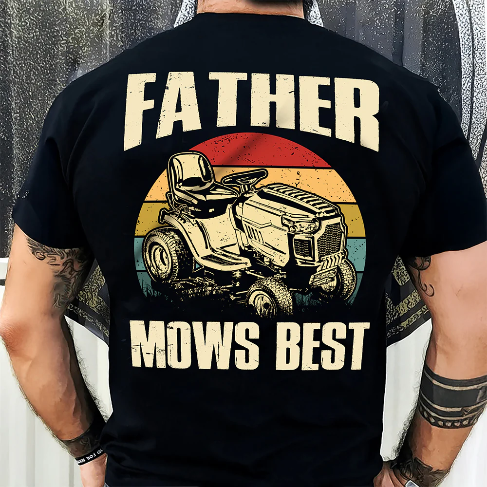 Custom Photo Father Mows Best Retro Backside Shirt LM32 893635