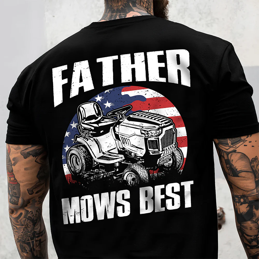 Custom Photo Father Mows Best Retro Backside Shirt LM32 893635 - Image 2