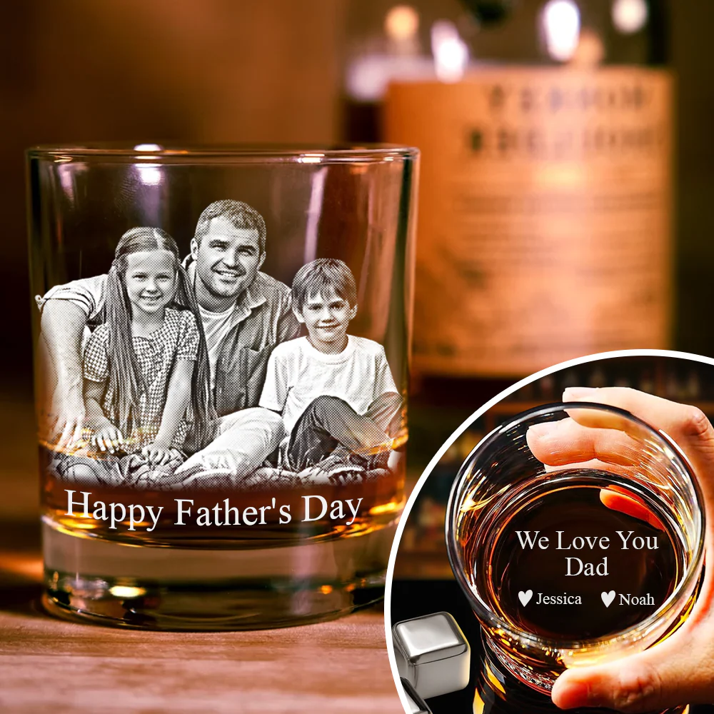Custom Photo Father's Day Gift for Dad Engraved Rock Glass LM32 893189 - Image 5