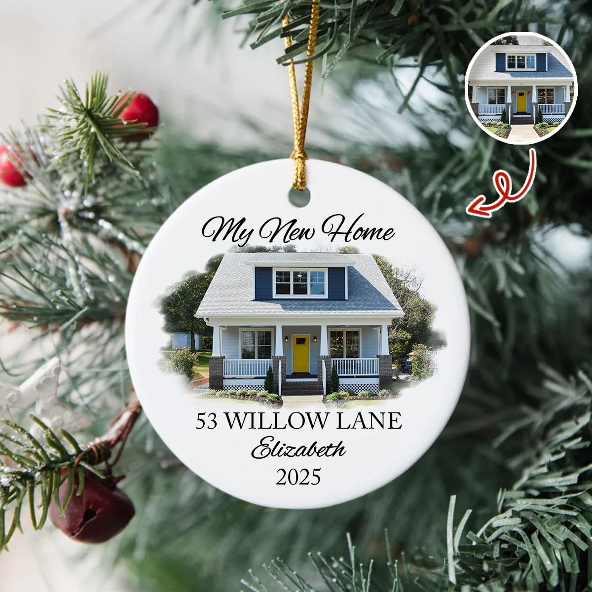 Custom Photo First Christmas At New Home Ceramic Ornament LM32 895599 - Image 6