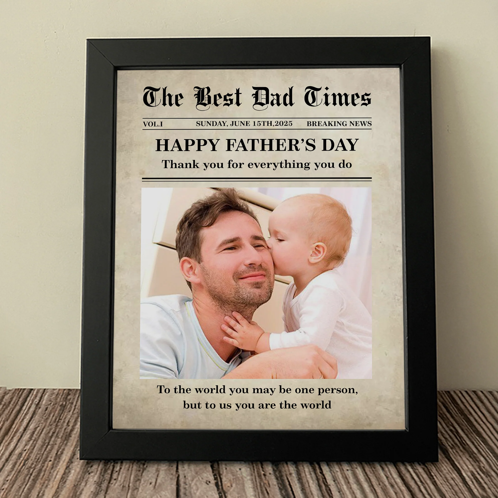 Custom Photo First Father's Day Newspaper Picture Frame LM32 893481 - Image 2