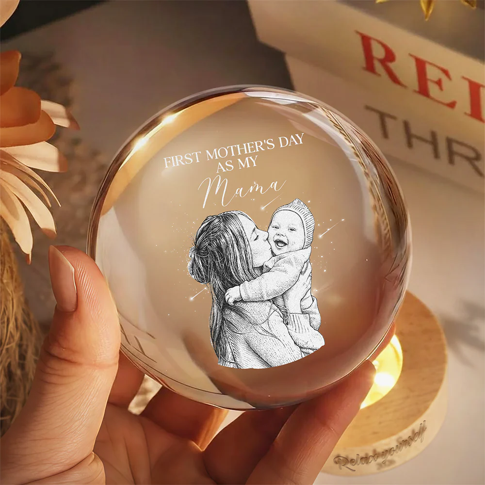 Custom Photo First Mother's Day As My Mom Crystal Ball LED Night Light LM32 899807 - Image 4