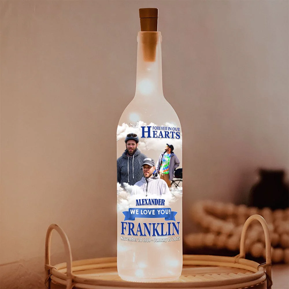 Custom Photo Forever Remembered Forever Missed In Heaven Memorial Bottle Lamp LM32 893069