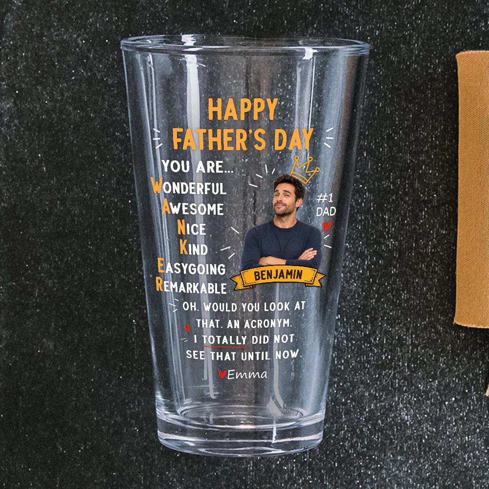 Custom Photo Funny Dad Acronym Beer Glass, Joke Gift for Dad, Father's Day LM32 669083 - Image 2