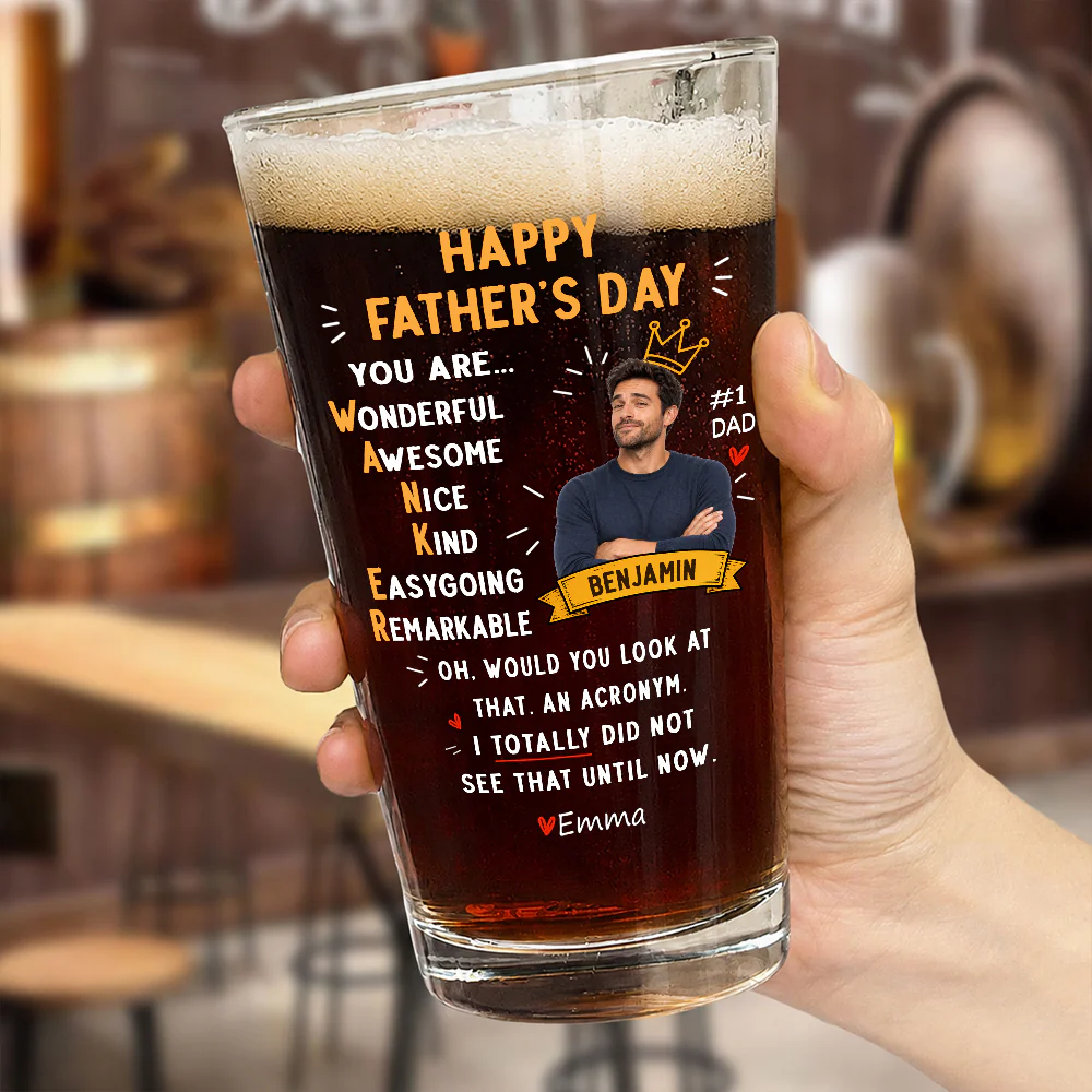 Custom Photo Funny Dad Acronym Beer Glass, Joke Gift for Dad, Father's Day LM32 669083 - Image 3