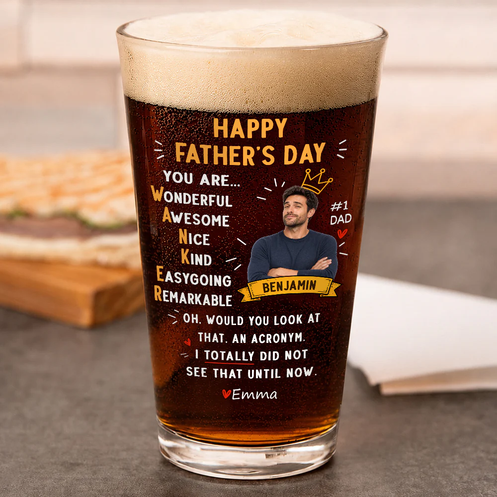 Custom Photo Funny Dad Acronym Beer Glass, Joke Gift for Dad, Father's Day LM32 669083 - Image 4