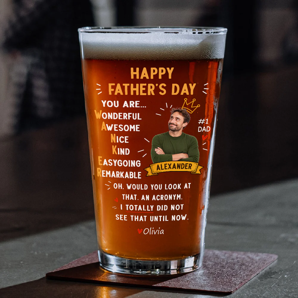 Custom Photo Funny Dad Acronym Beer Glass, Joke Gift for Dad, Father's Day LM32 669083 - Image 5