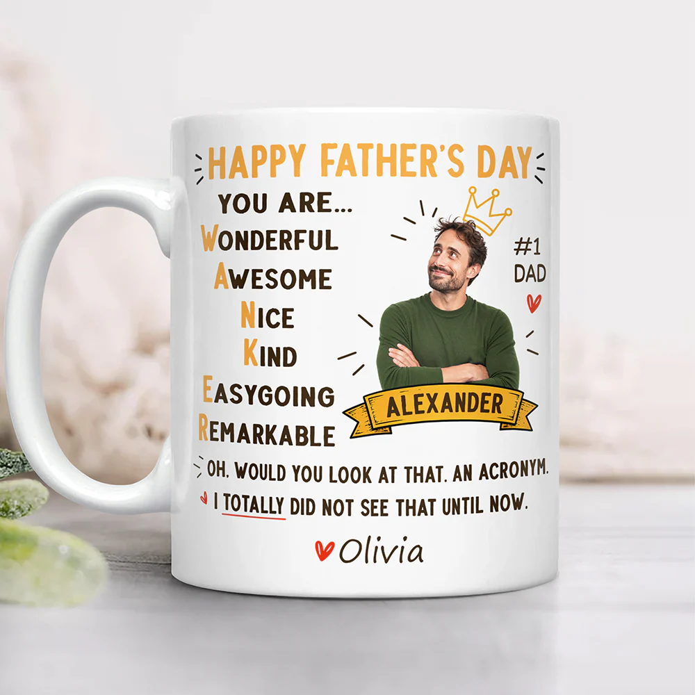 Custom Photo Funny Dad Acronym Mug, Joke Gift for Dad, Father's Day LM32 669085 - Image 3