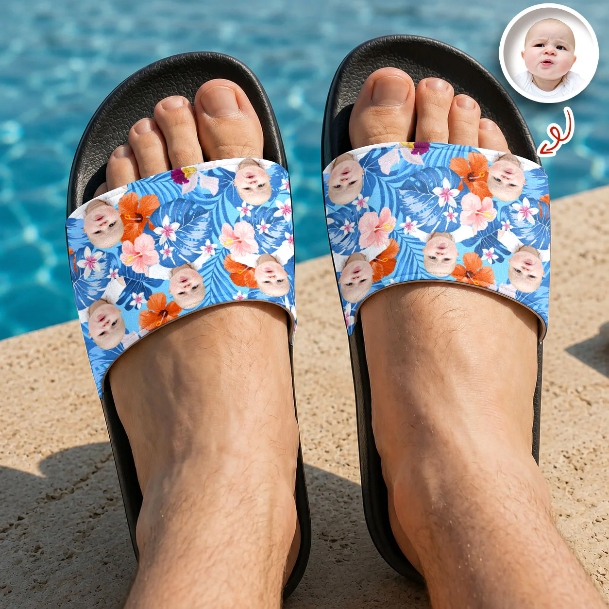 Custom Photo Funny Face Tropical Summer Slide Sandals LM32 669115 - Image 4