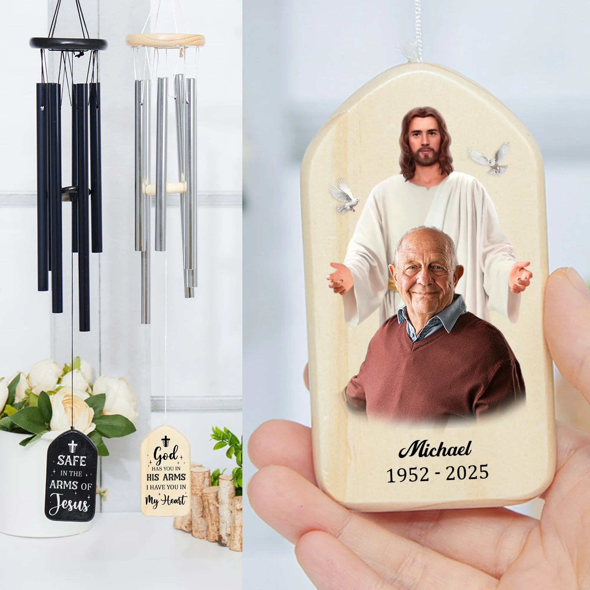 Custom Photo God Took You Home To Be With Him Memorial Wind Chimes LM32 893823 - Image 7