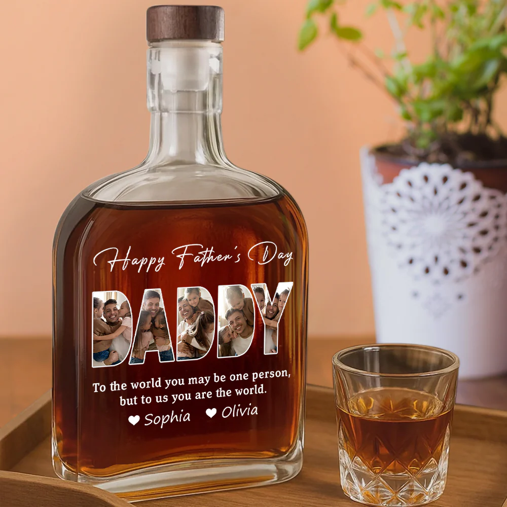 Custom Photo Happy Father's Day Family Whiskey Bottle LM32 893579 - Image 3