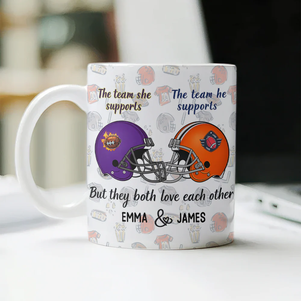 Custom Photo He Supports His Team - She Supports Her Team White Mug LM32 897827 - Image 3
