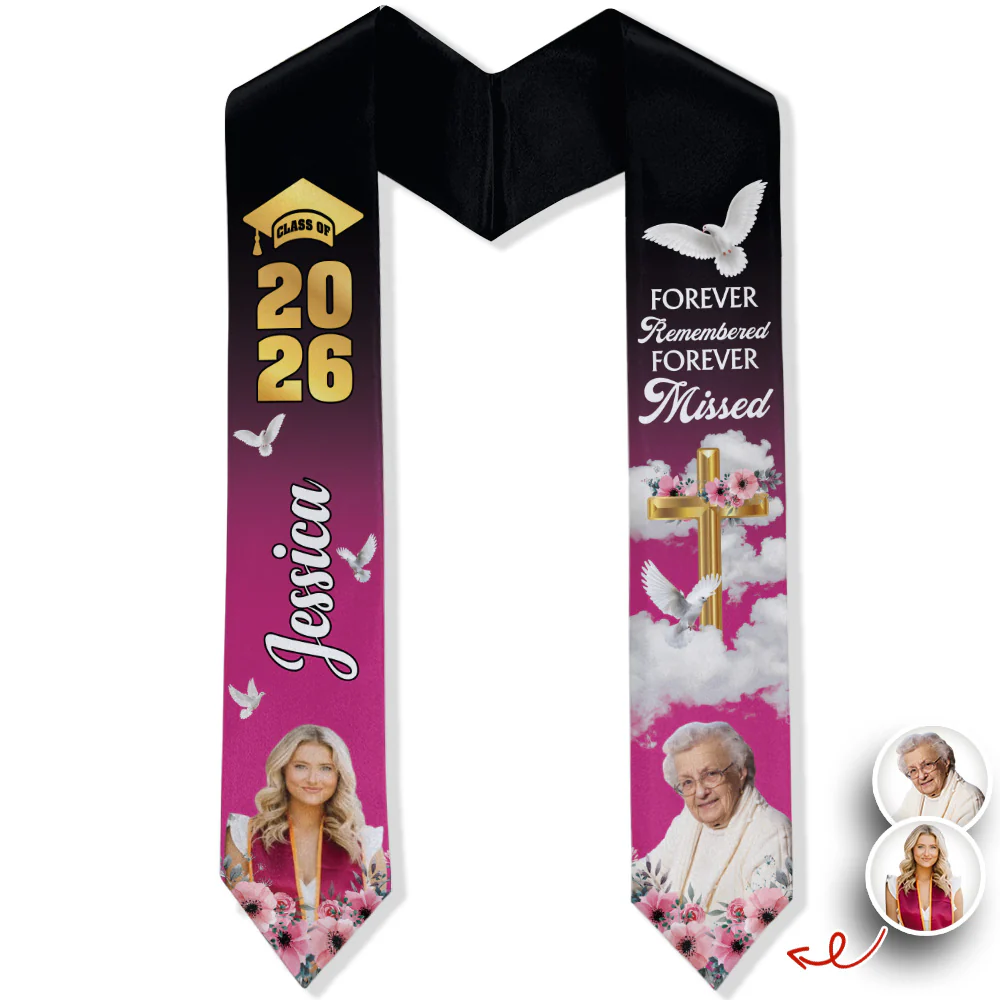 Custom Photo In Loving Memory Family - Class Of 2026 Graduation Stoles Keepsake LM32 897691 - Image 6