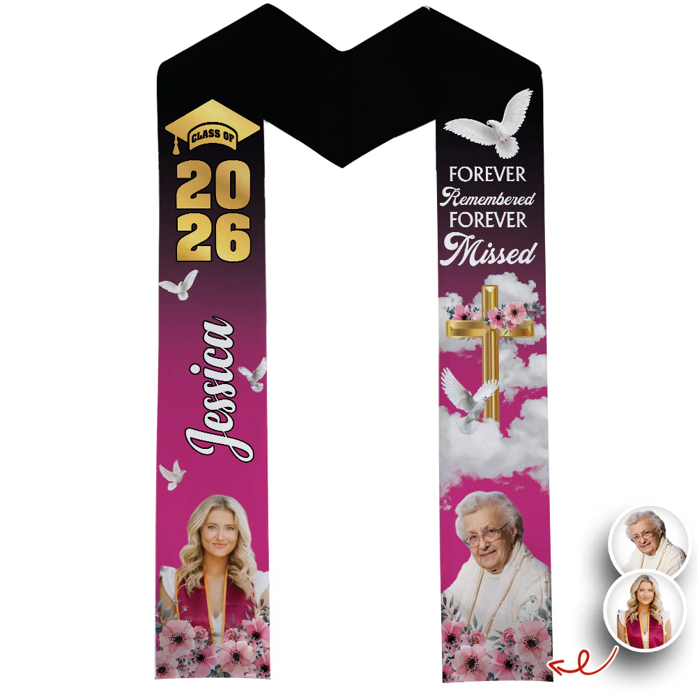 Custom Photo In Loving Memory Family - Class Of 2026 Graduation Stoles Keepsake LM32 897691 - Image 7