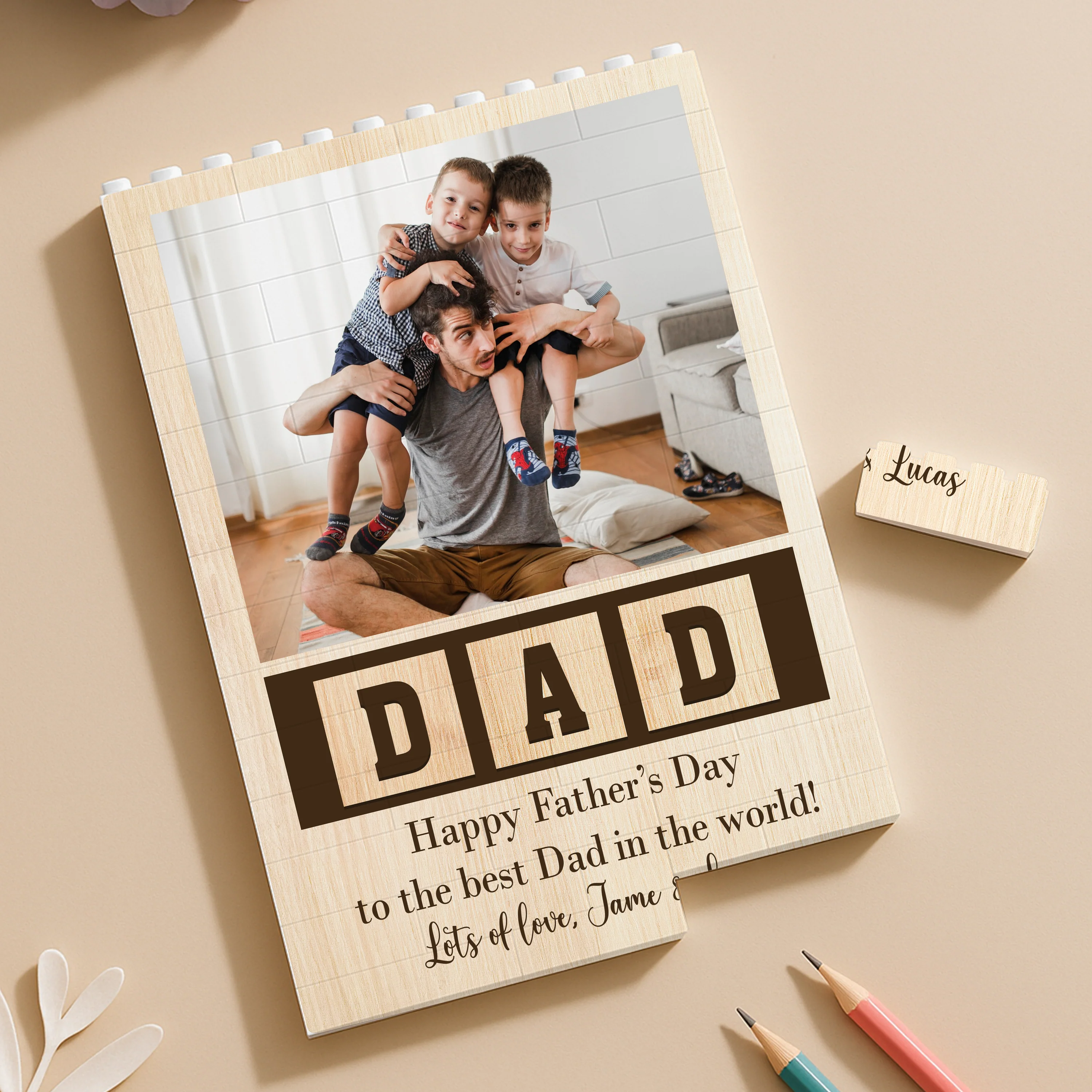 Custom Photo Happy Father's Day To The Best Dad Building Brick Blocks LM32 893561 - Image 4