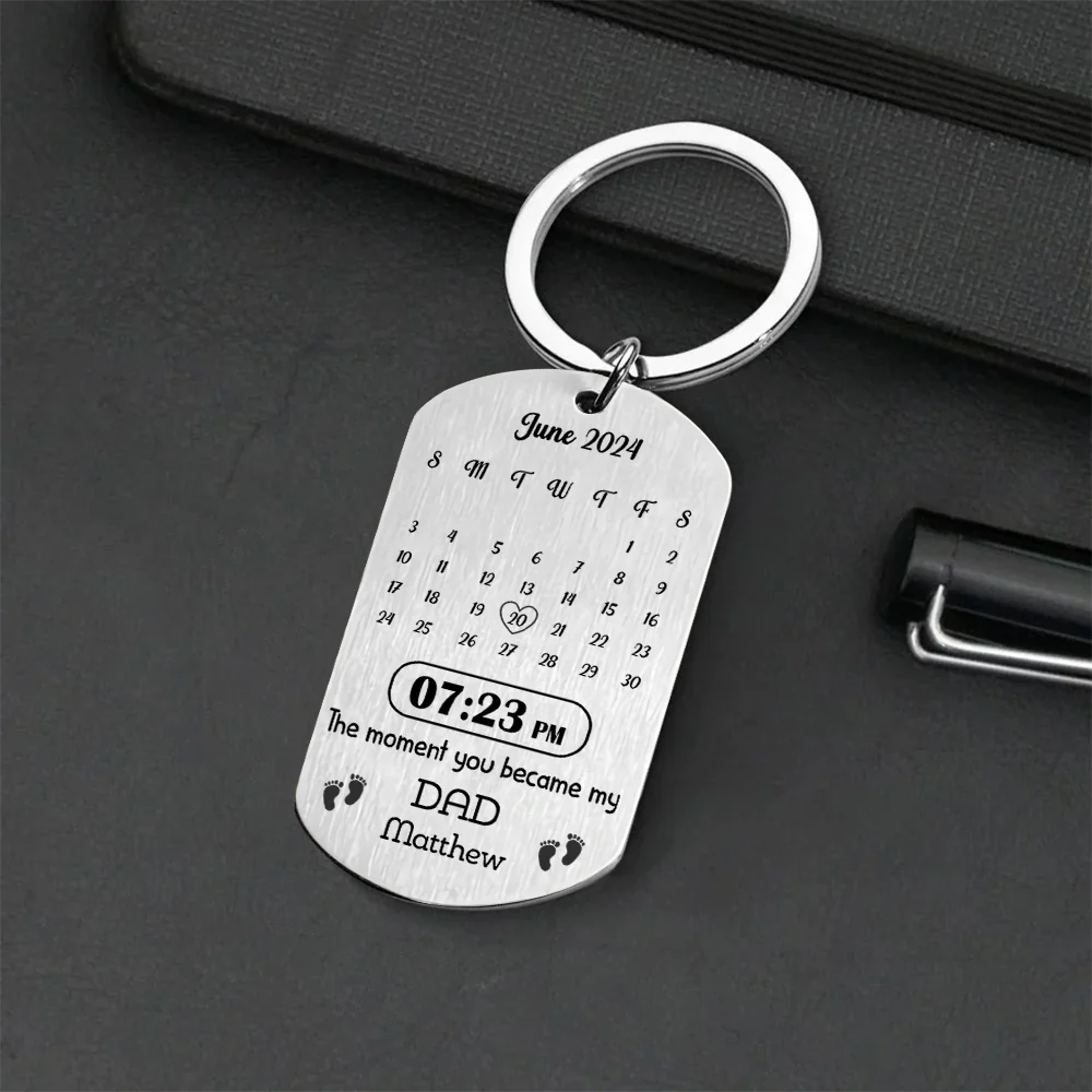 Custom Photo Memory Calendar The Day You Became My Daddy Metal Keychain LM32 893223 - Image 4