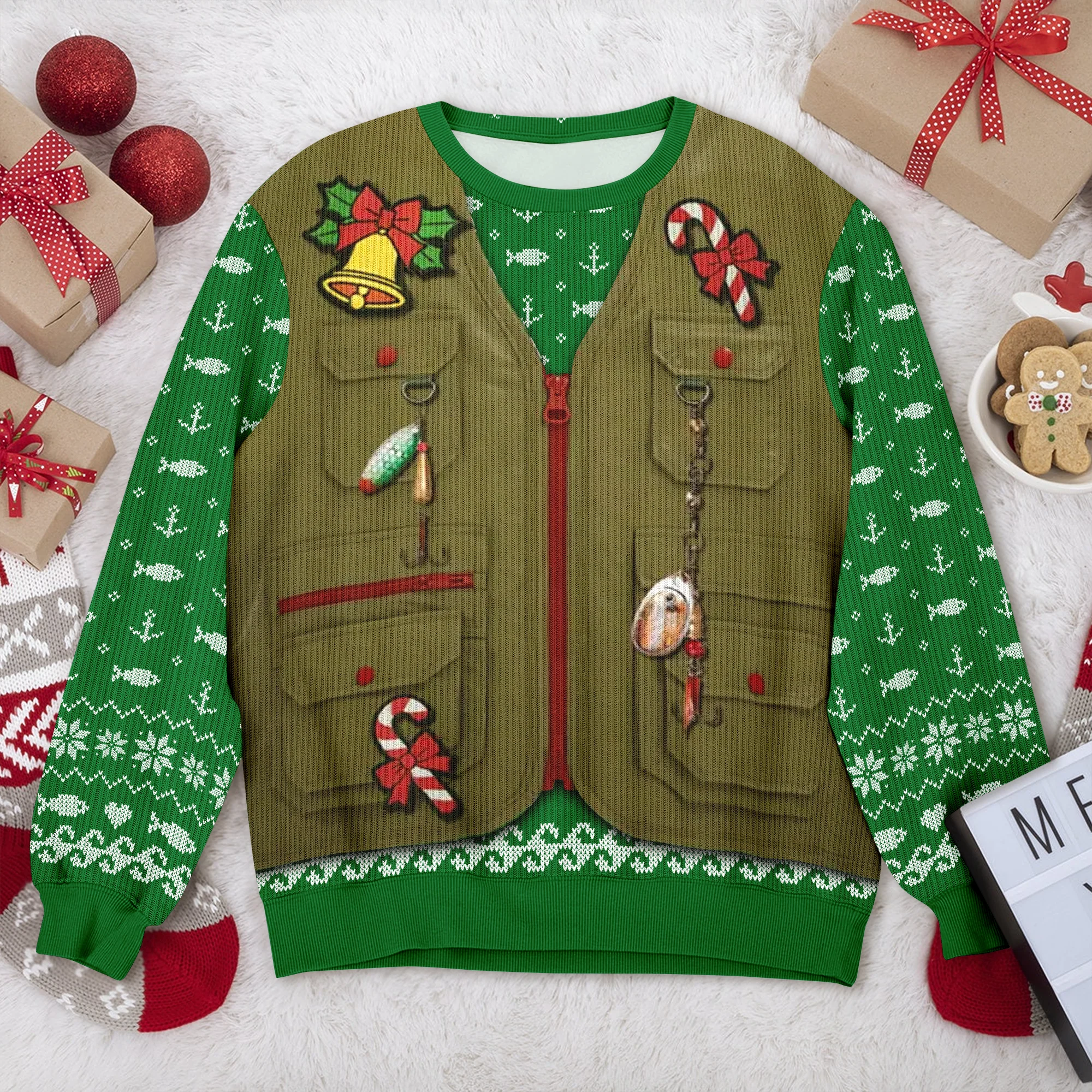 Custom Photo Merry Fishmas AOP Ugly Sweater For Fishing Lovers LM32 897175 - Image 6