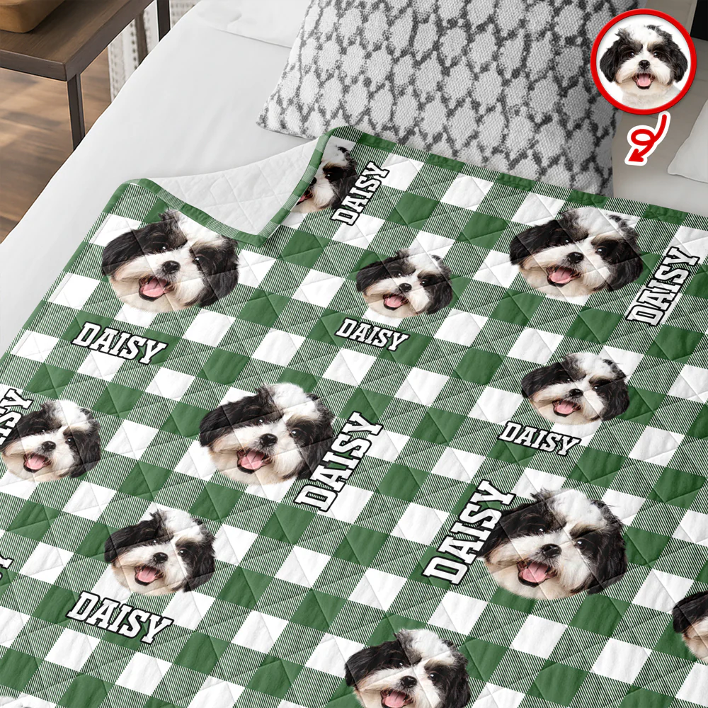 Custom Photo Name Dog Cat Christmas Pattern Quilt Blanket For Pet Lovers LM32 897151 - Image 4