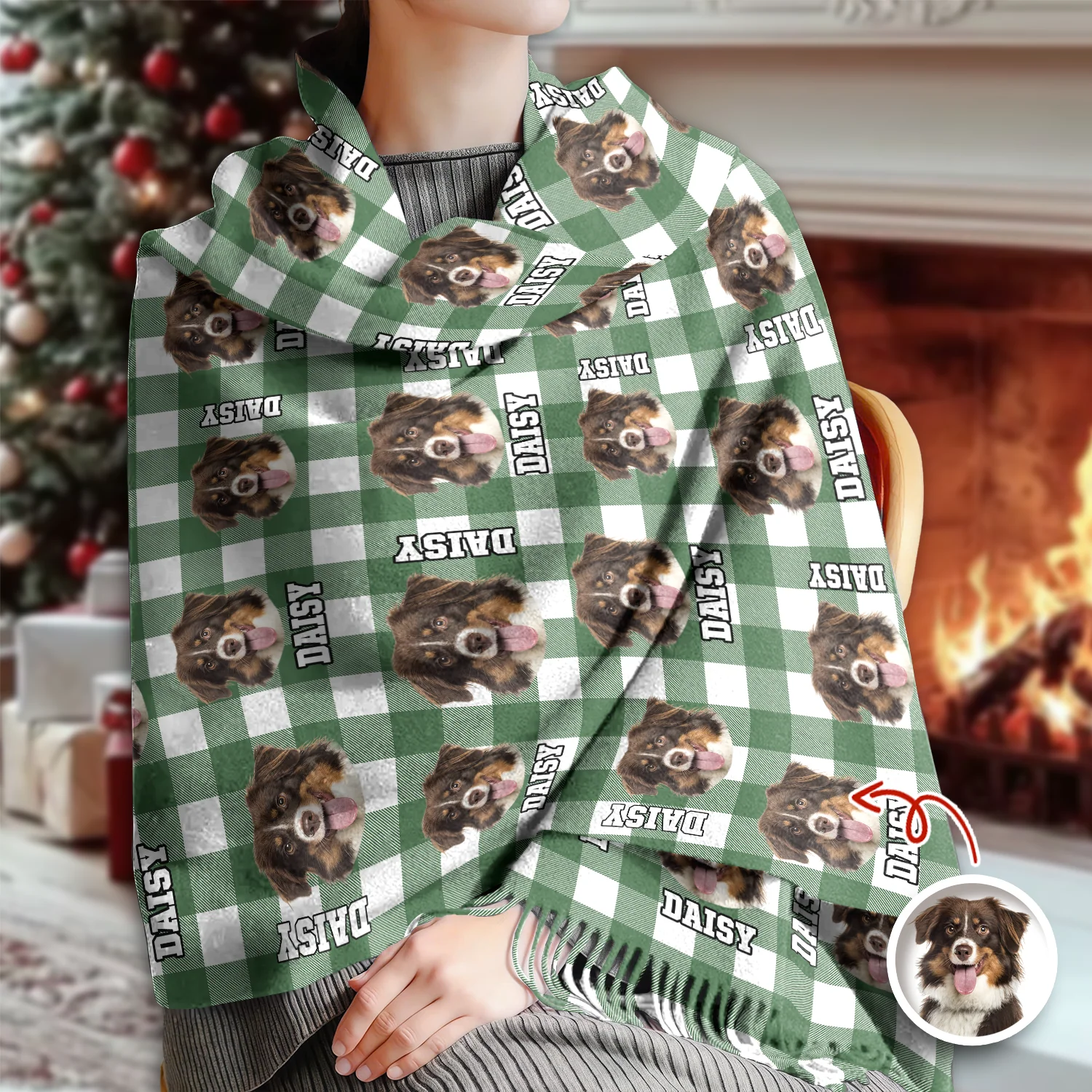 Custom Photo Name Dog Cat Men And Women's Wool Scarf Christmas Gift For Pet Lovers LM32 897477 - Image 2