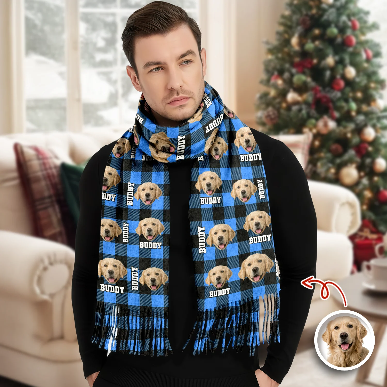 Custom Photo Name Dog Cat Men And Women's Wool Scarf Christmas Gift For Pet Lovers LM32 897477 - Image 3