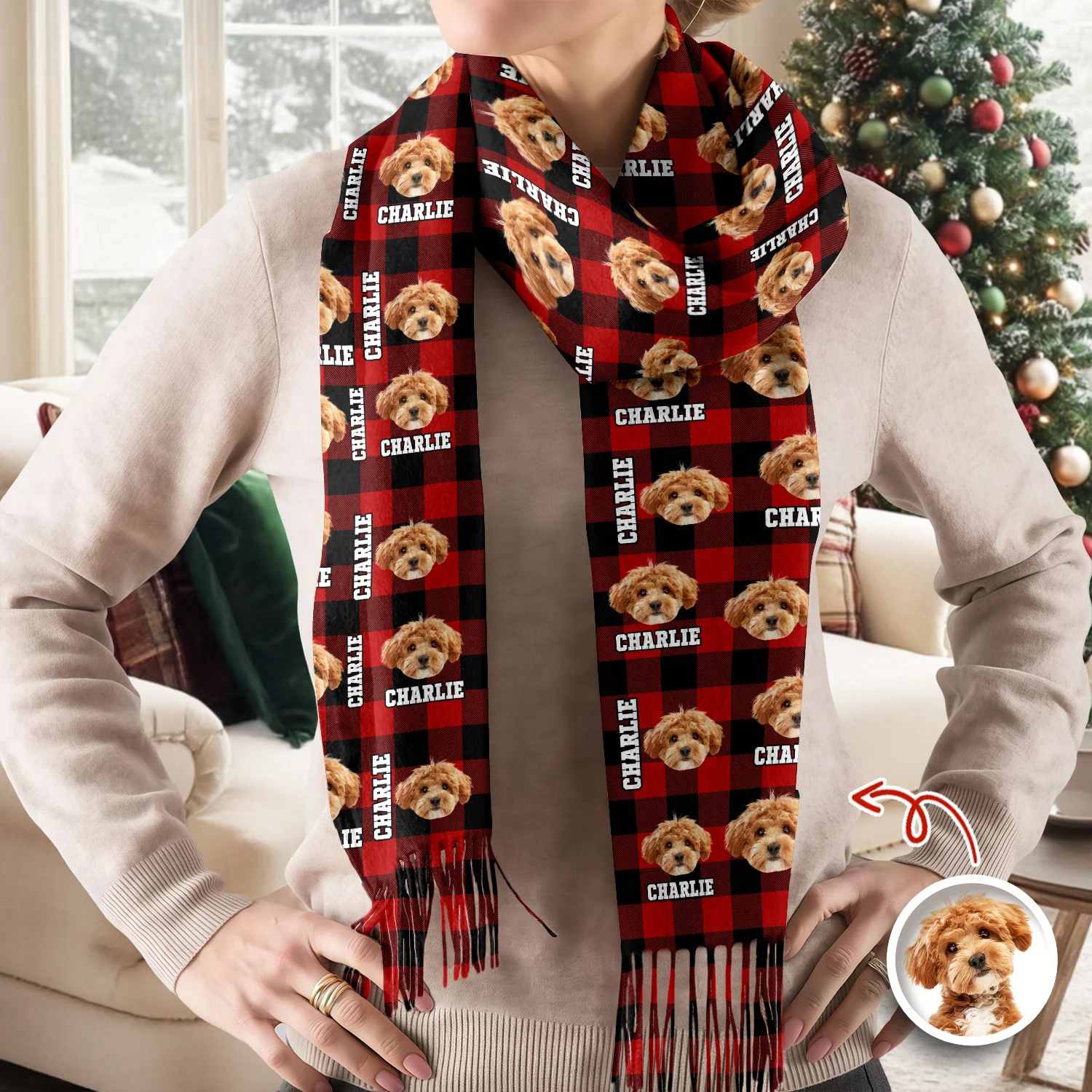 Custom Photo Name Dog Cat Men And Women's Wool Scarf Christmas Gift For Pet Lovers LM32 897477 - Image 4
