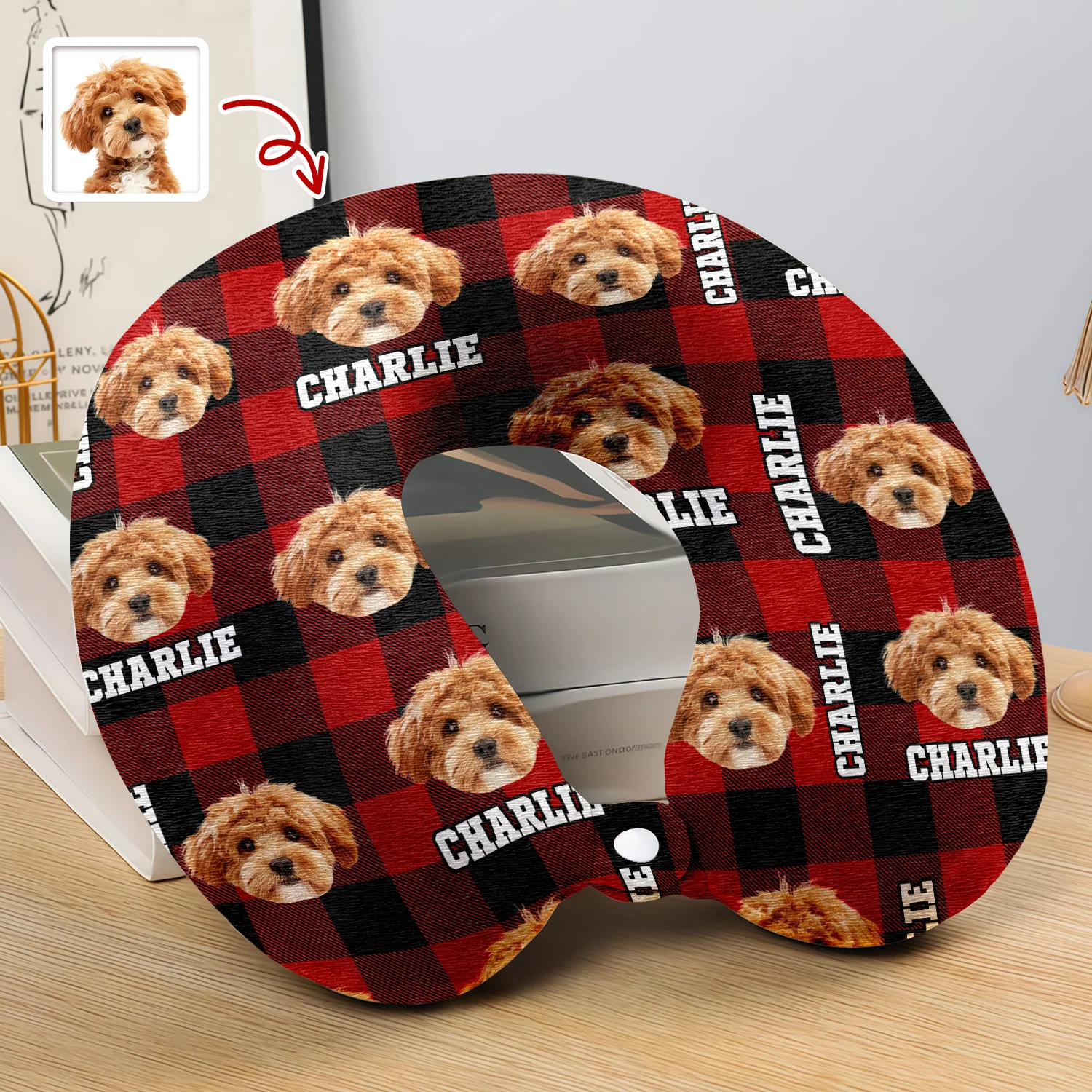 Custom Photo Name Dog Cat Travel Neck Pillow For Dog Cat Lovers LM32 897361 - Image 4