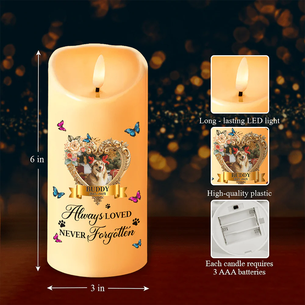 Custom Photo Pet Always Loved Never Forgotten Christmas Gift LED Candle HO82 891925 - Image 4