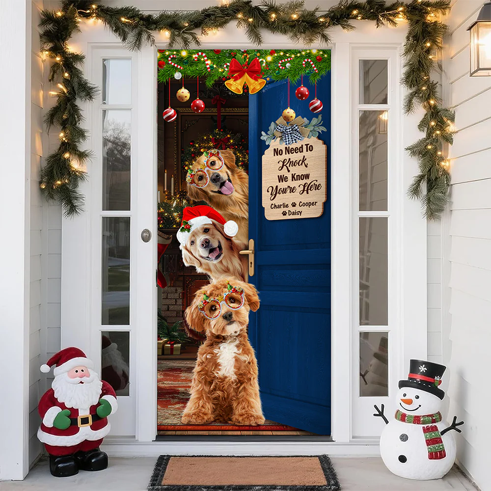 Custom Photo Santa Dog No Need To Knock Christmas Decoration Door Cover LM32 895673 - Image 2