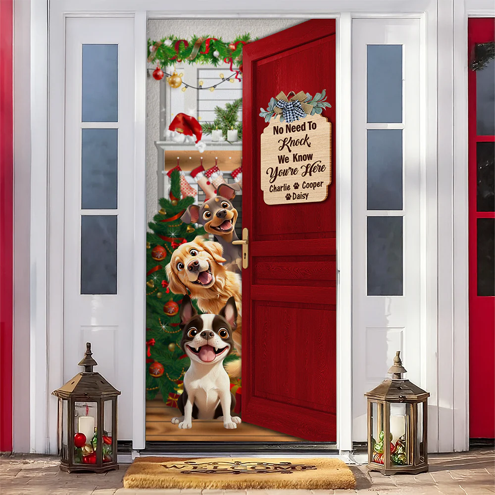 Custom Photo Santa Dog No Need To Knock Christmas Decoration Door Cover LM32 895673 - Image 8