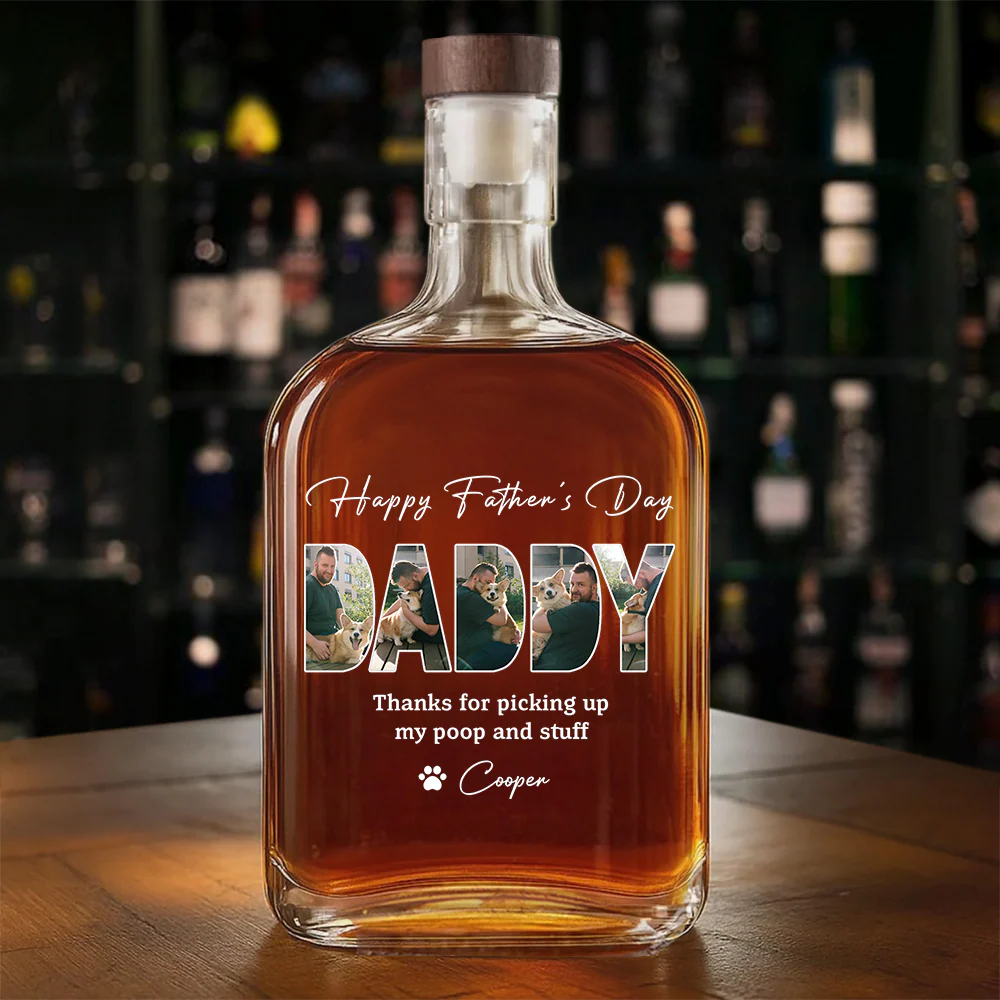 Custom Photo Thanks For Picking Up My Poop And Stuff Whiskey Bottle LM32 893581 - Image 3