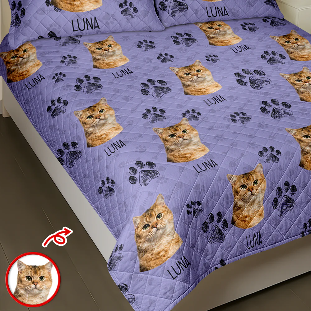 Custom Photo With Dog Cat Paw Quilt Bedding Set For Dog Cat Lovers LM32 897237 - Image 4
