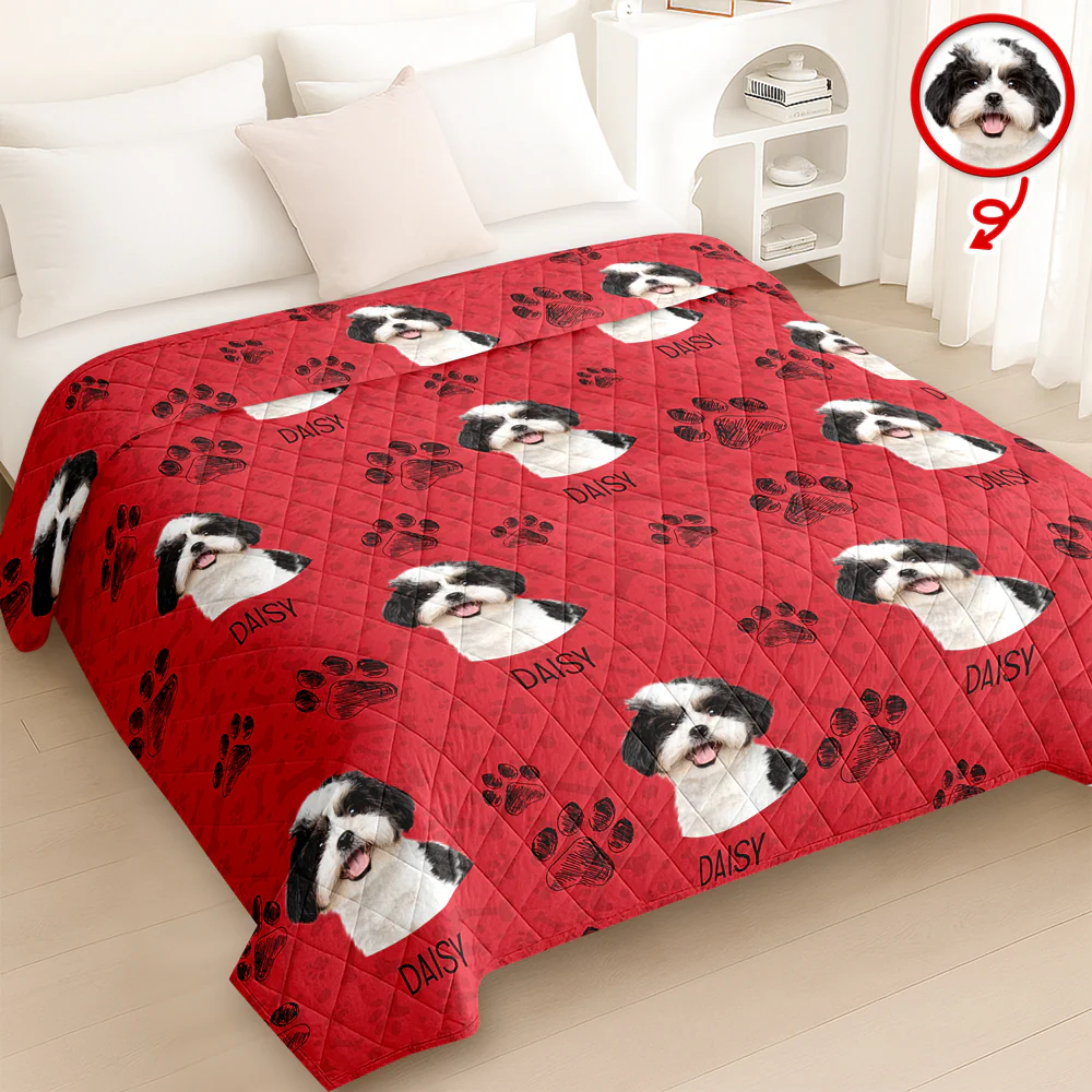 Custom Photo With Dog Cat Paw Quilt Blanket For Dog Cat Lovers LM32 897301 - Image 2