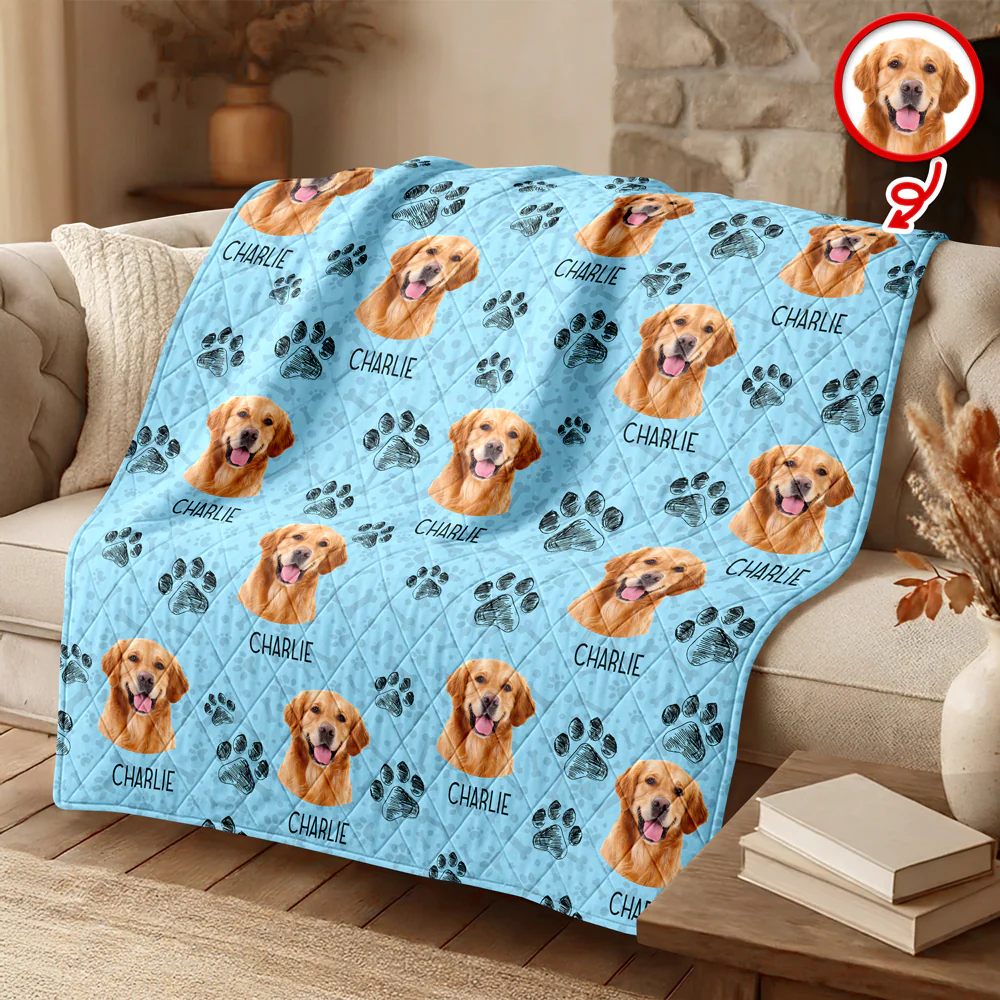 Custom Photo With Dog Cat Paw Quilt Blanket For Dog Cat Lovers LM32 897301 - Image 7