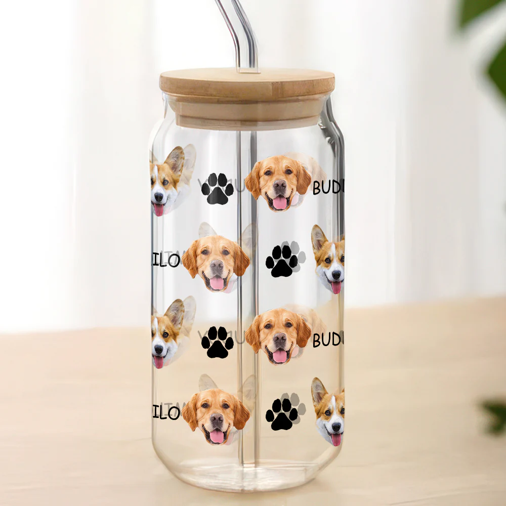 Custom Photo With Name Favorite Funny Heart Glass Can With Lid For Couple, Pet Lovers LM32 897833 - Image 4