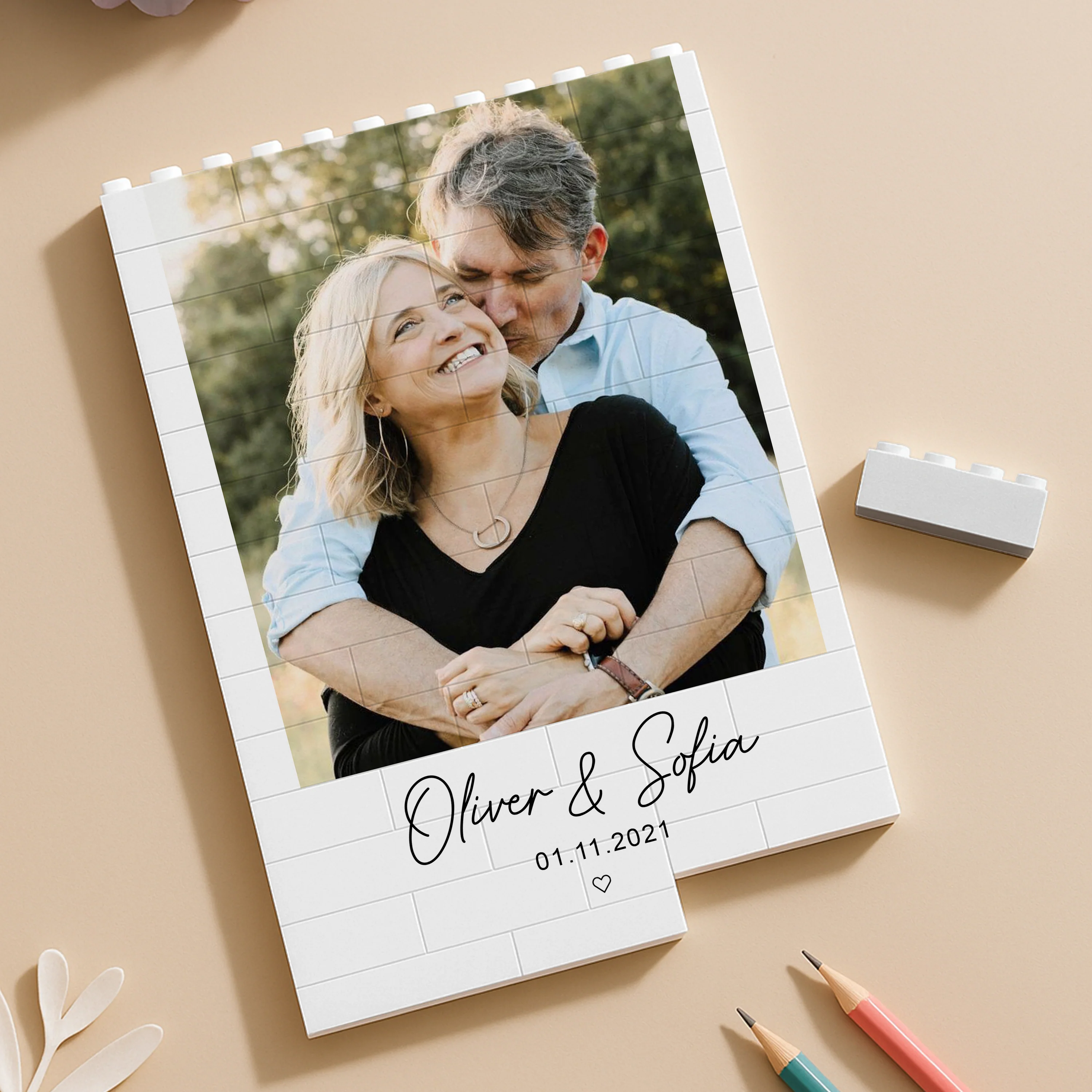 Custom Photo You & Me Always Love Together Building Brick Blocks LM32 895641 - Image 4