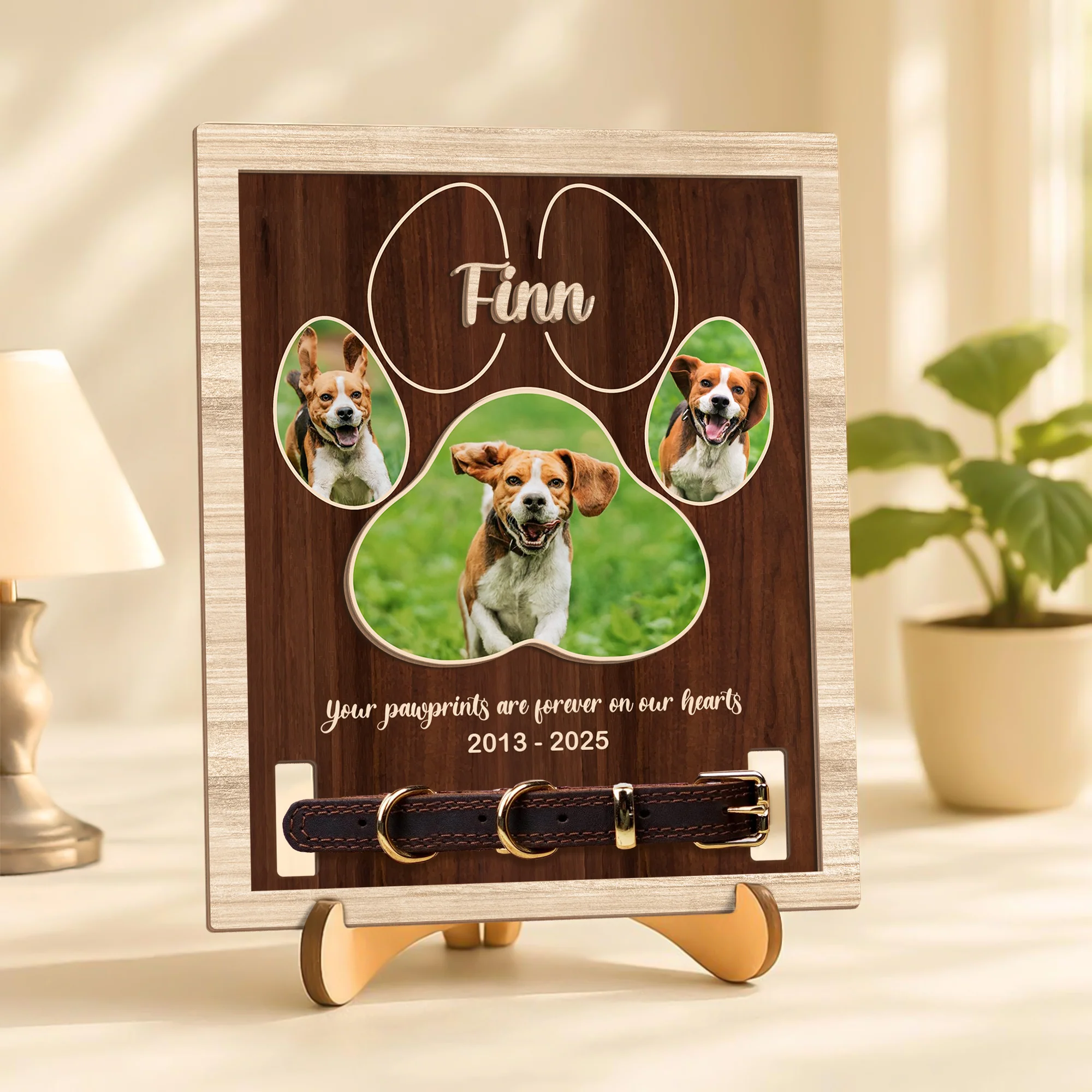 Custom Photo Your Pawprints Are Forever On Our Hearts Memorial 2-Layers Wooden Collar Frame LM32 893787 - Image 6