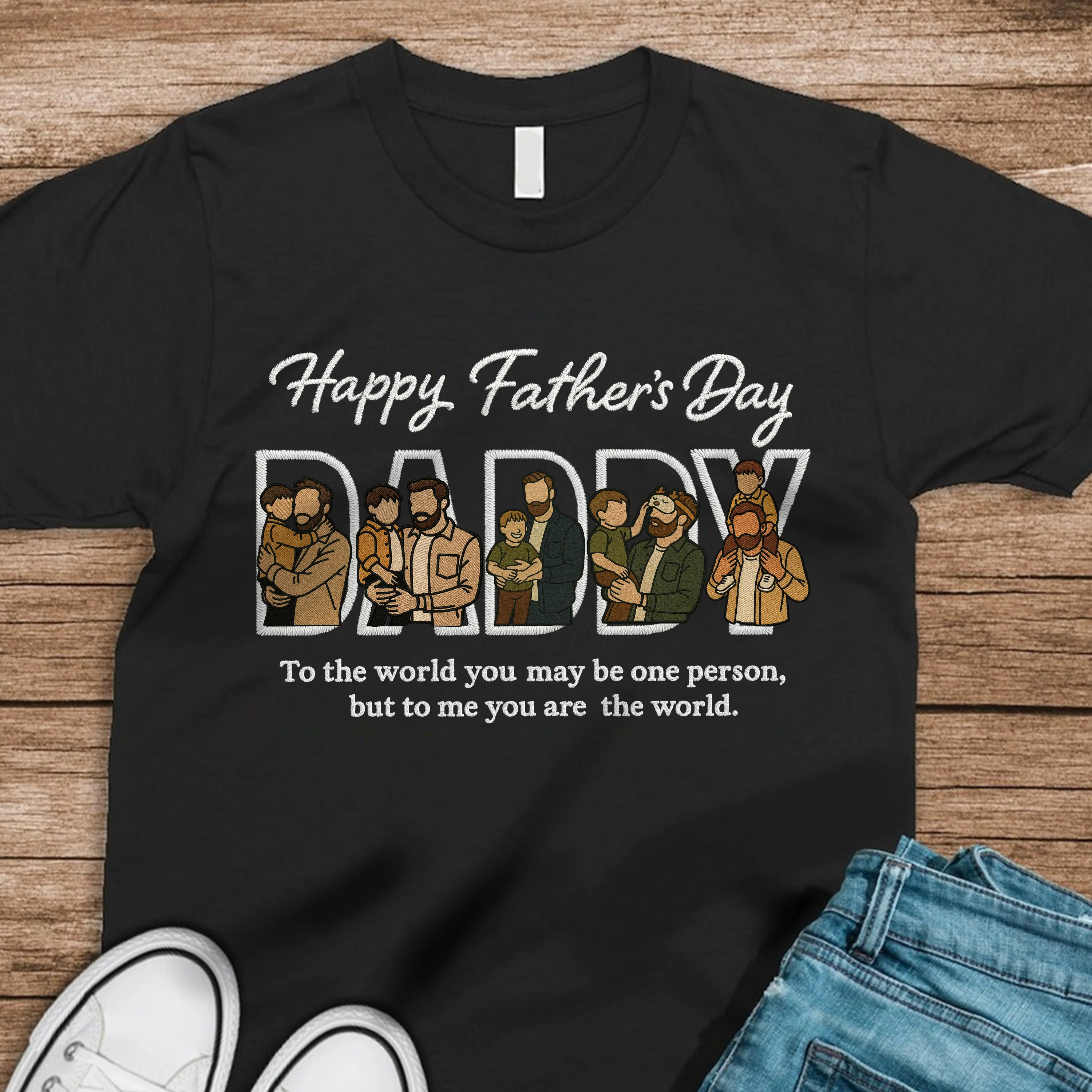 Custom Portrait Photo Happy Father's Day Dad With Kid Embroidered Shirt LM32 893537 - Image 6