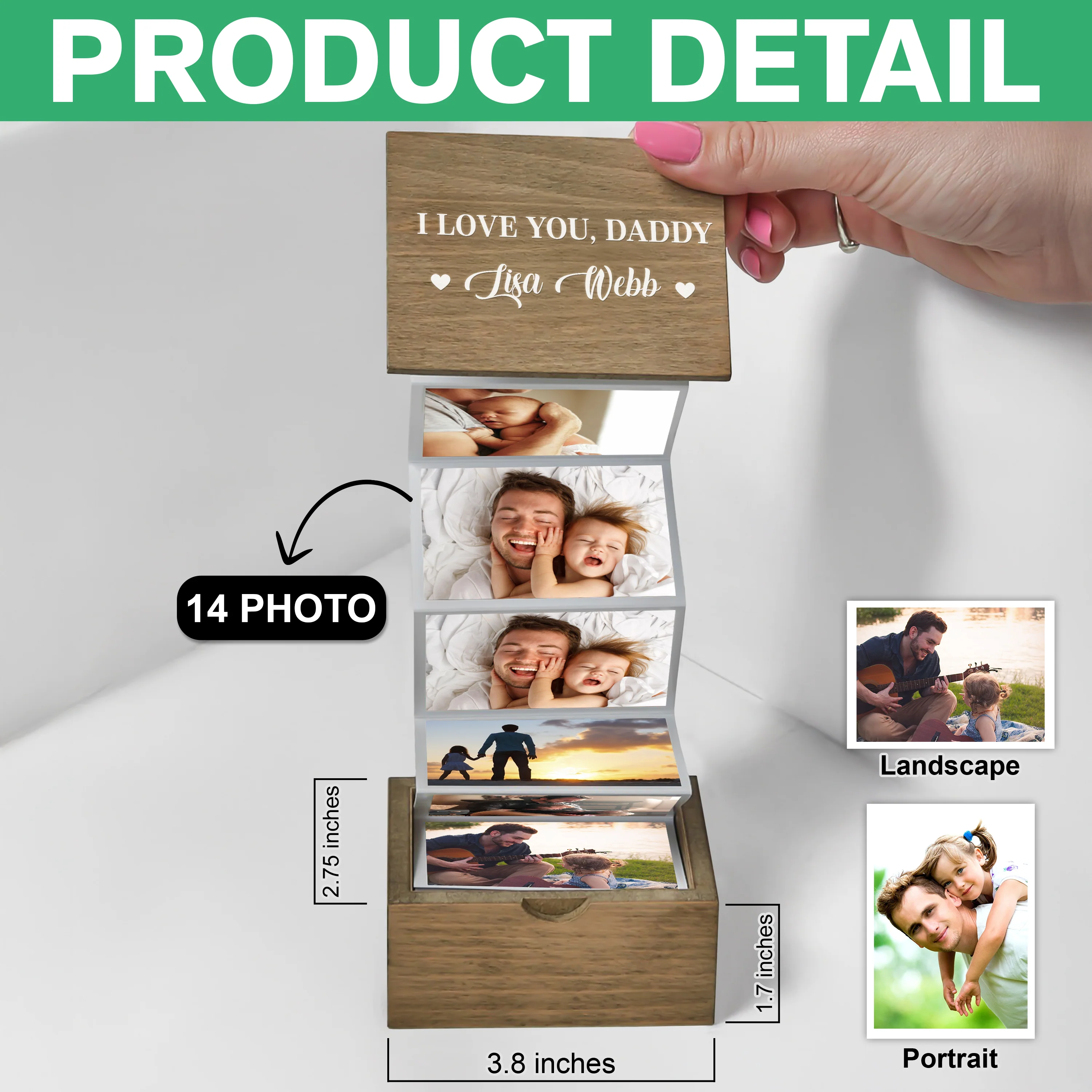 Custom Pull Out Photo I Love Daddy Memory Wooden Photo Box For Father's Day LM32 893429 - Image 7