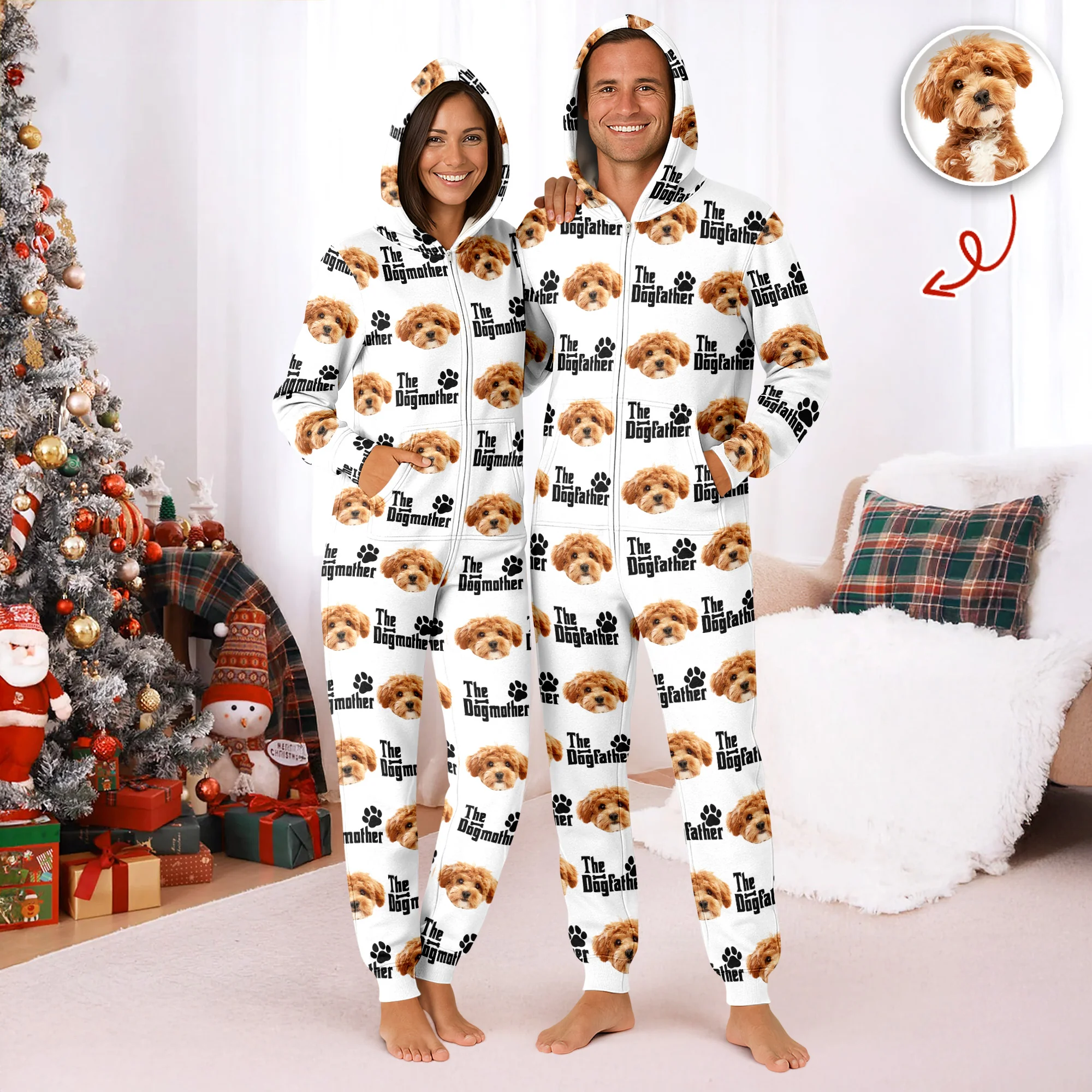 Custom Puppy Photo The Dog Father with Pawprints Design Onesie Pajamas LM32 897209 - Image 5
