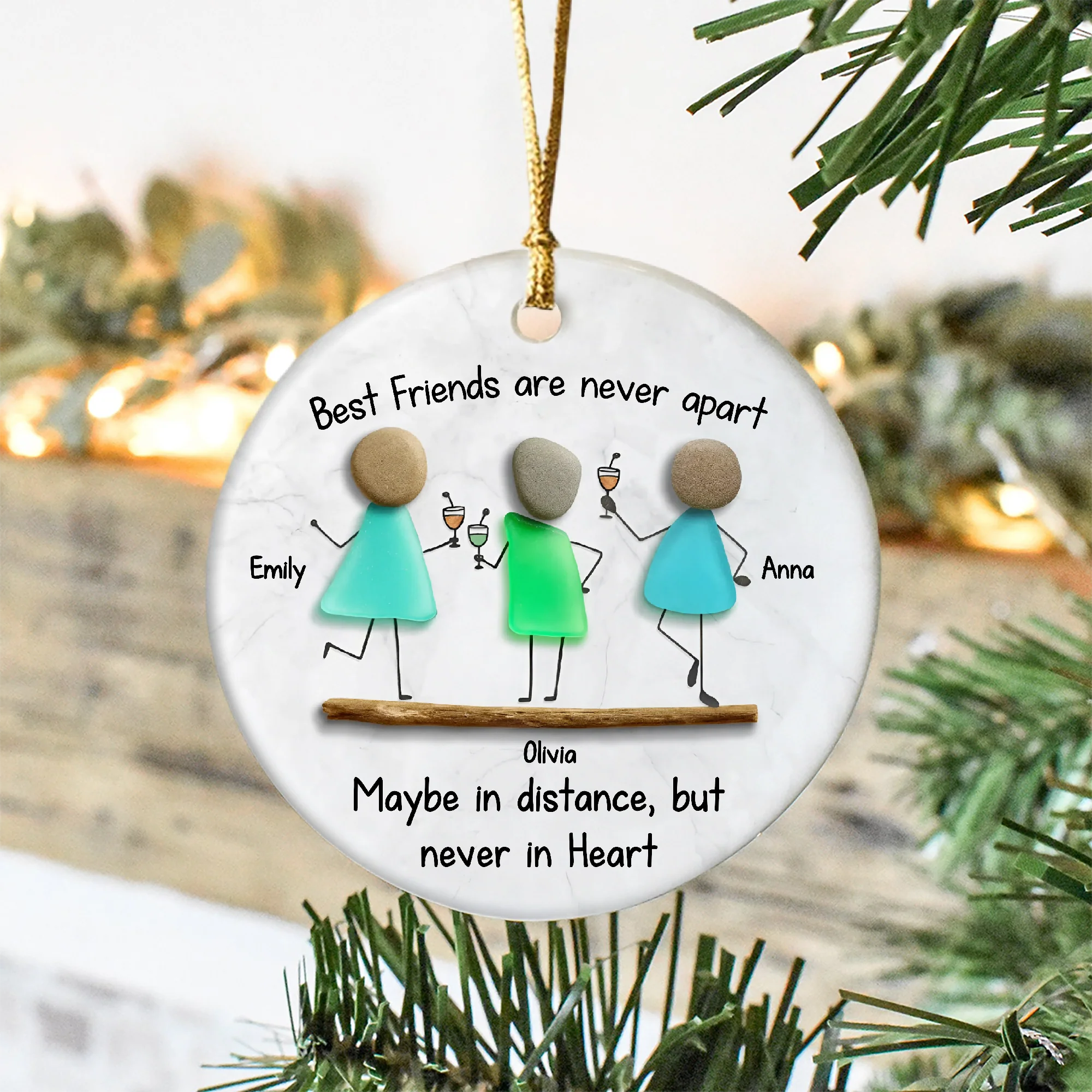 Custom Sea Glass True Friends Are Never In Apart 3D Effect Ceramic Ornament LM32 897107 - Image 4