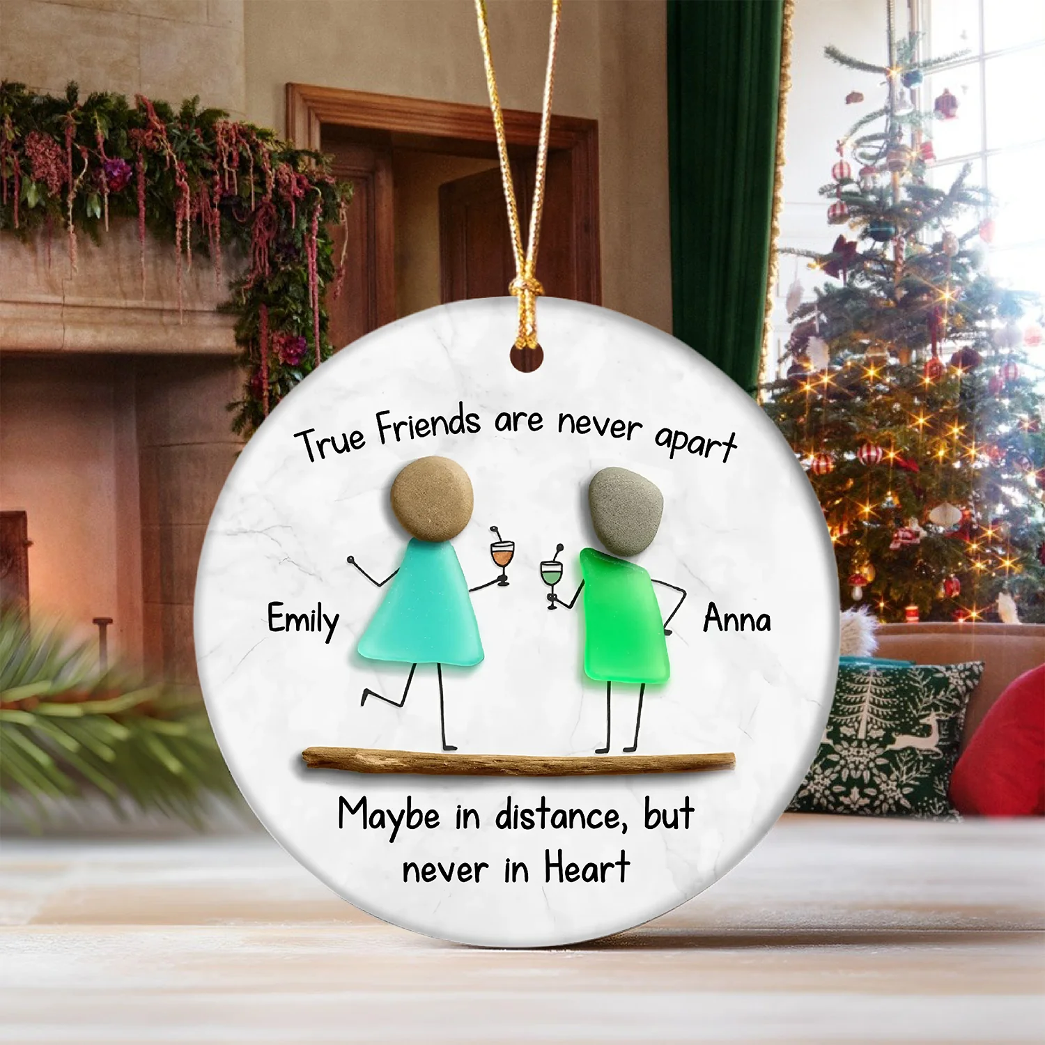 Custom Sea Glass True Friends Are Never In Apart 3D Effect Ceramic Ornament LM32 897107 - Image 7
