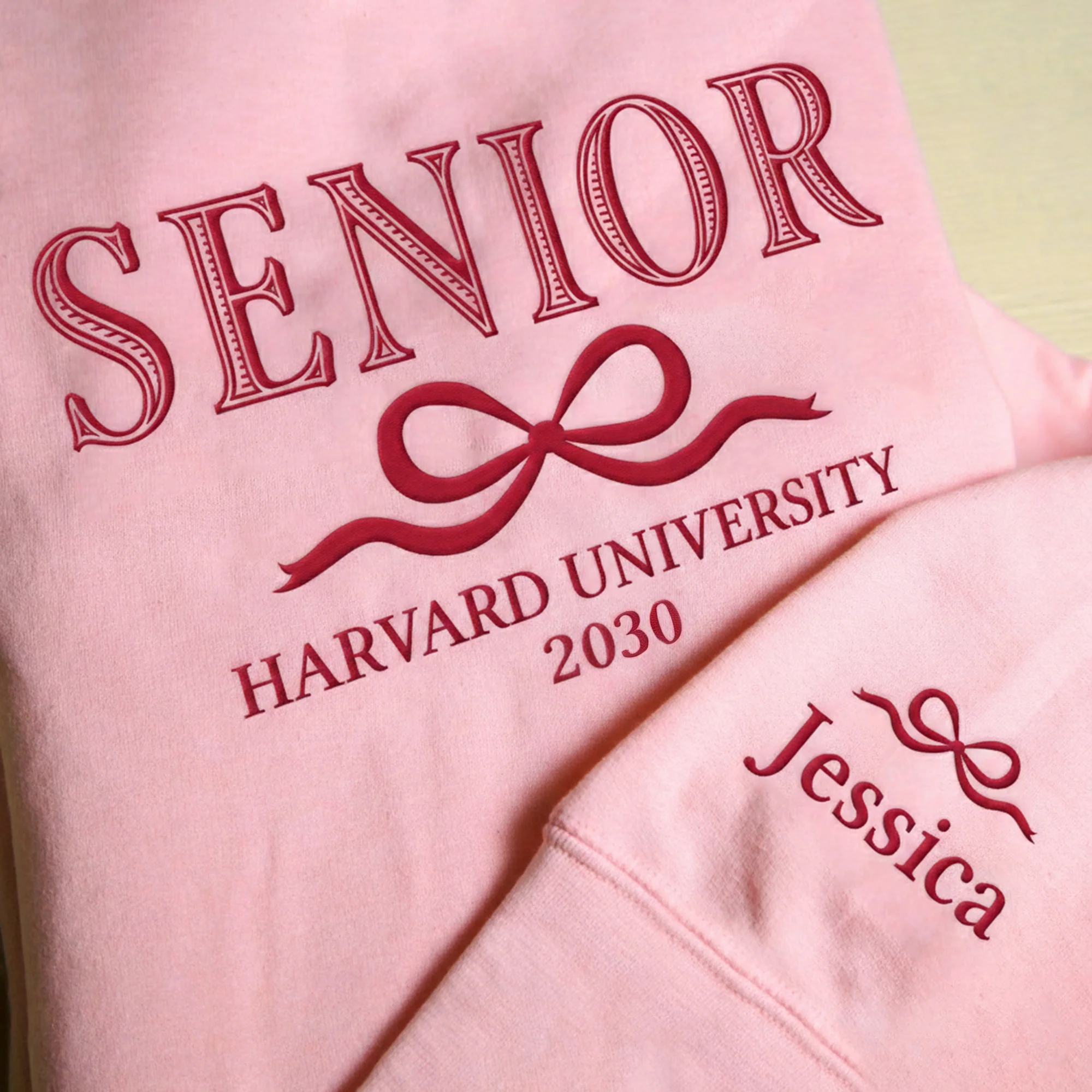 Custom Senior With Coquette Bow Sleeve Embroidered Sweatshirt LM32 893099 - Image 10