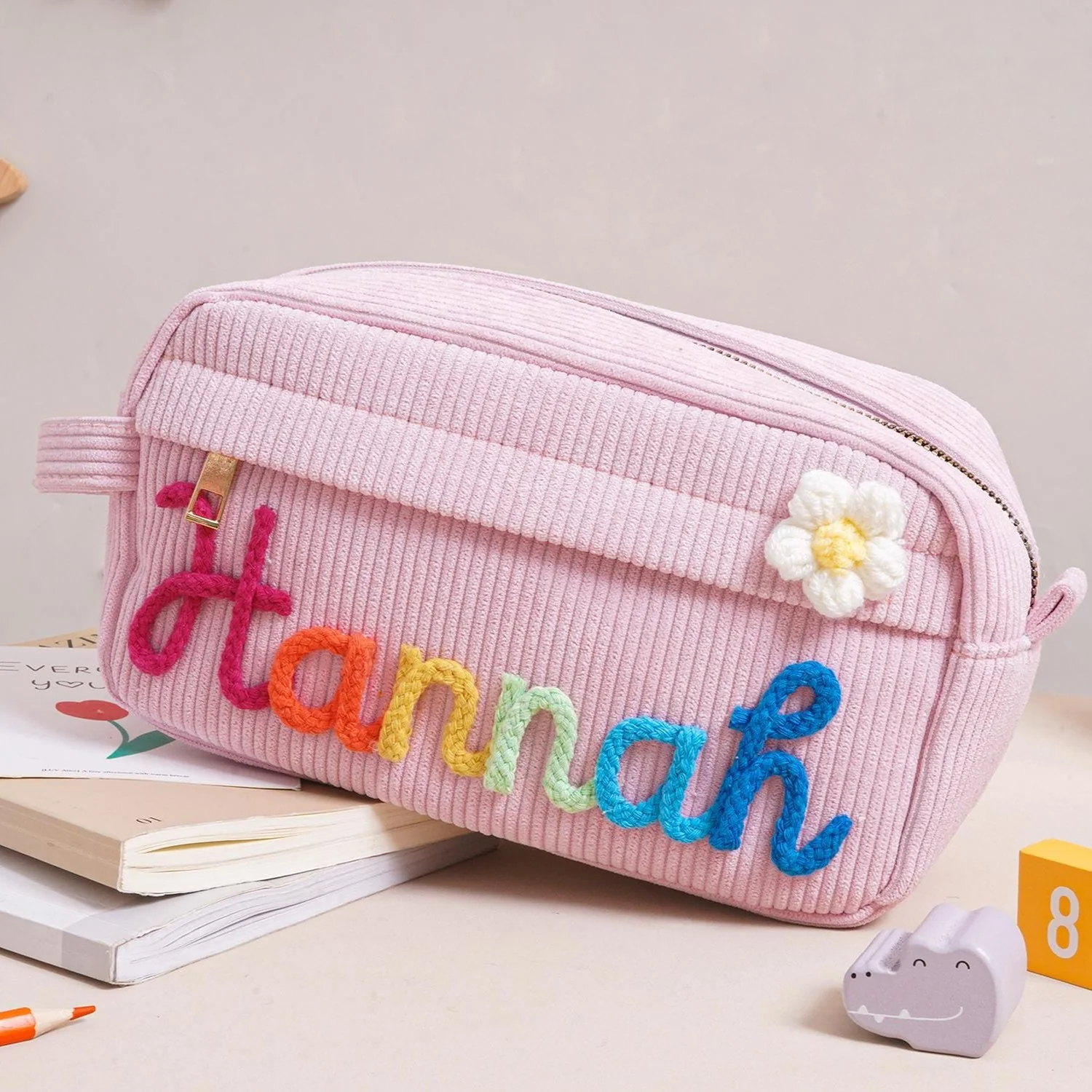 Custom Yarn Name Corduroy Pencil Case, Back to School Gift, Gift for Kids LM32 669273 - Image 8