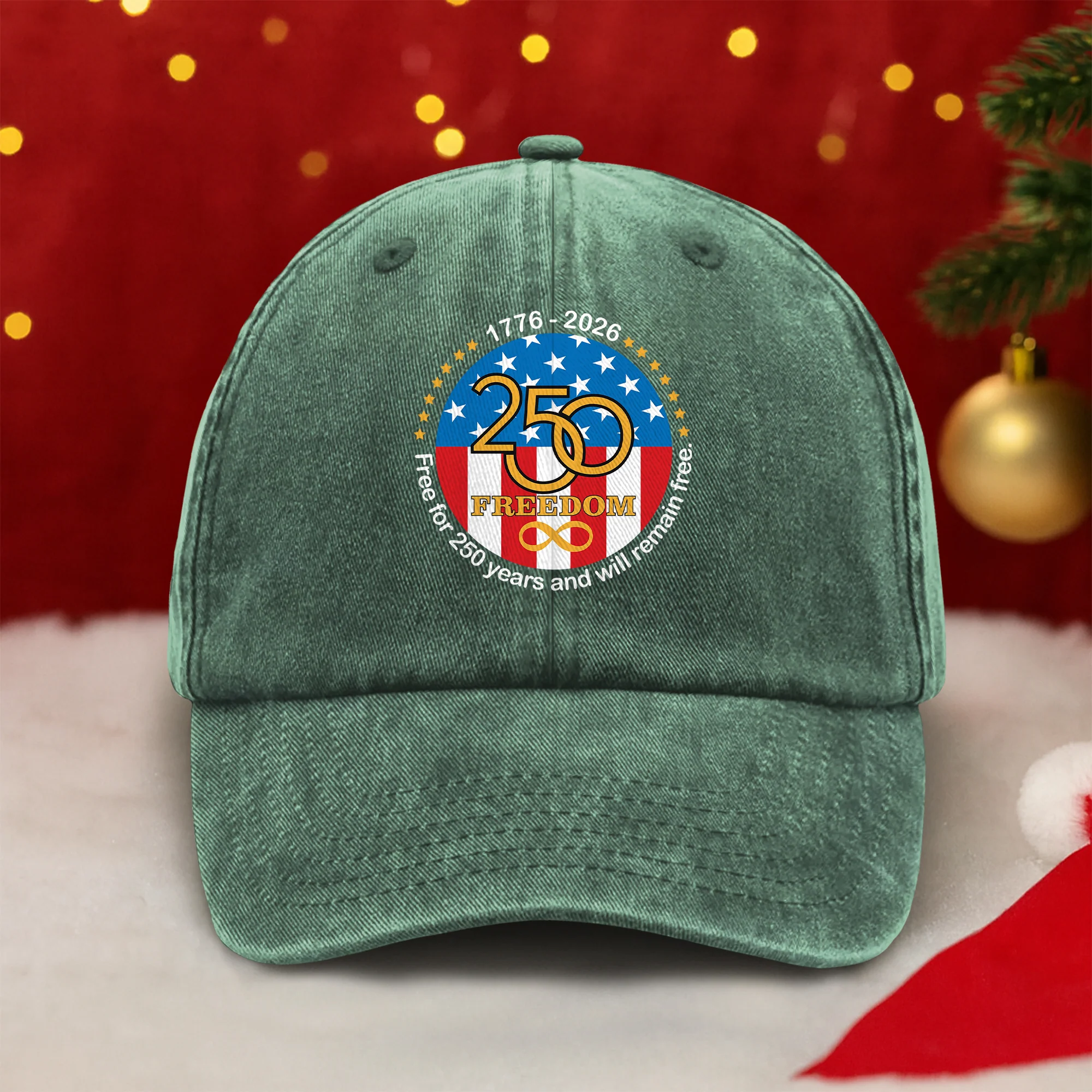Free For 250 Years And Will Remain Free Washed Denim Baseball Cap LM32 895153 - Image 4