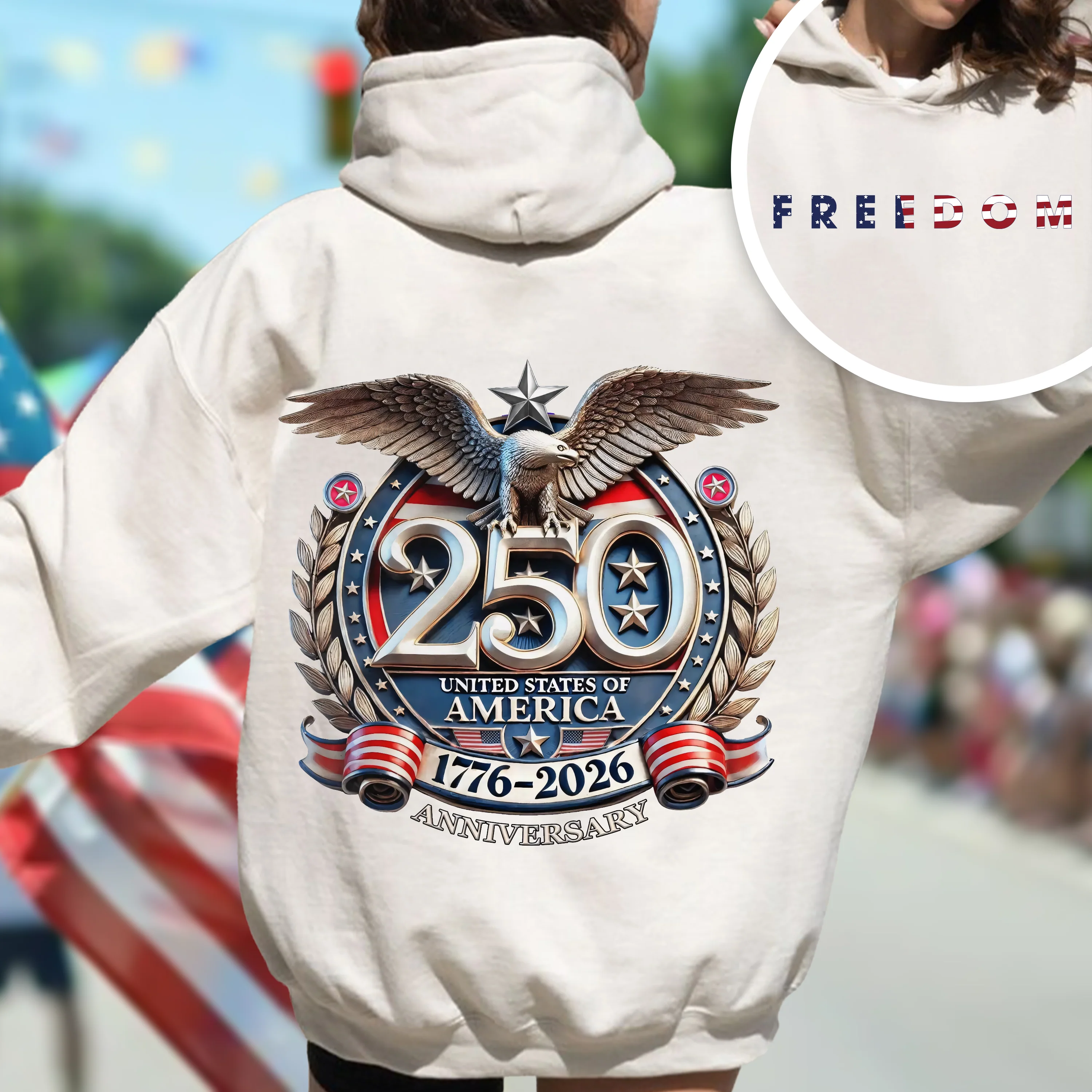 Freedom USA Eagles 250th Anniversary 1776-2026 Bright Front And Back Shirt LM32 899047 - Image 6