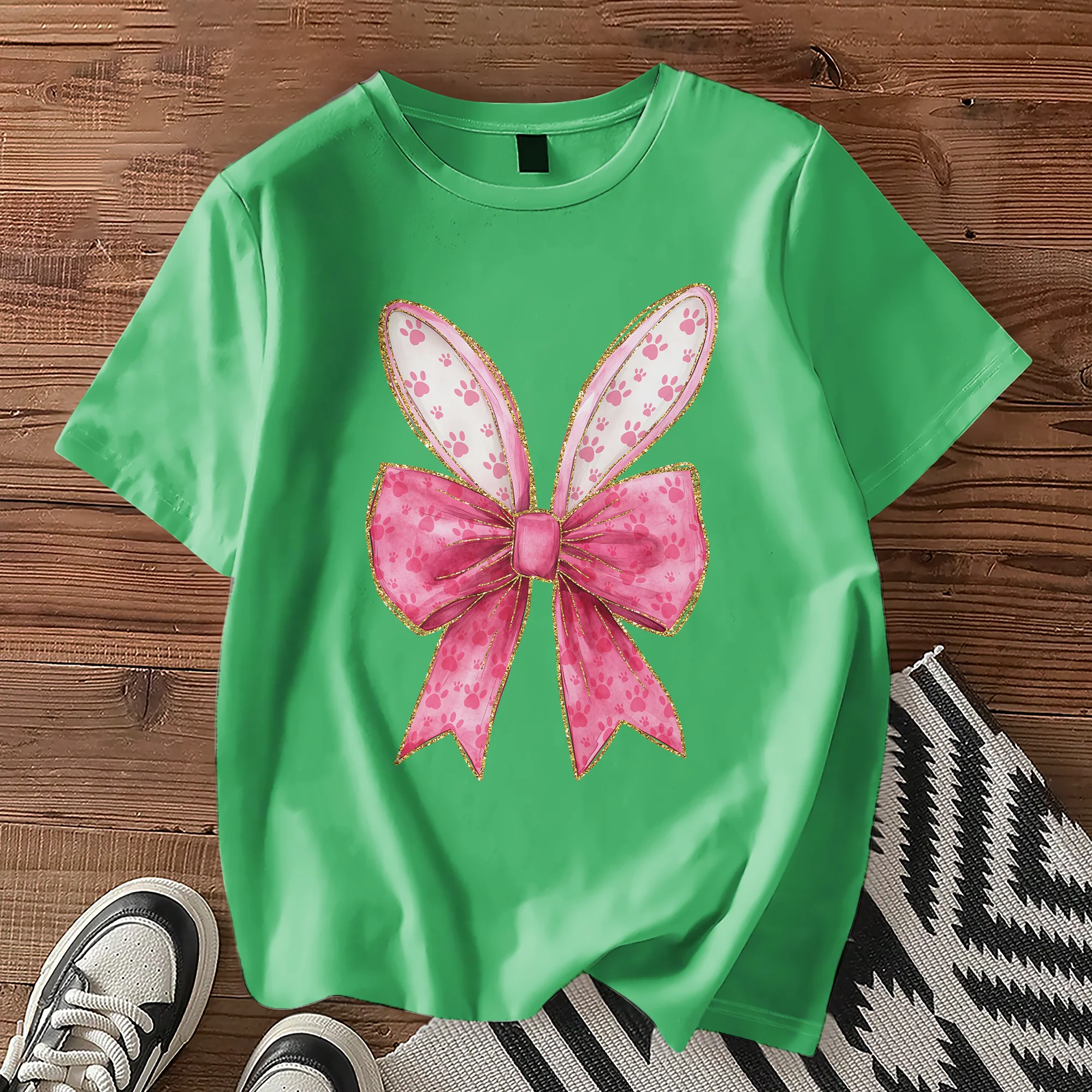 Gold Coquette Easter Bunny T-Shirt LM32 893123 - Image 4